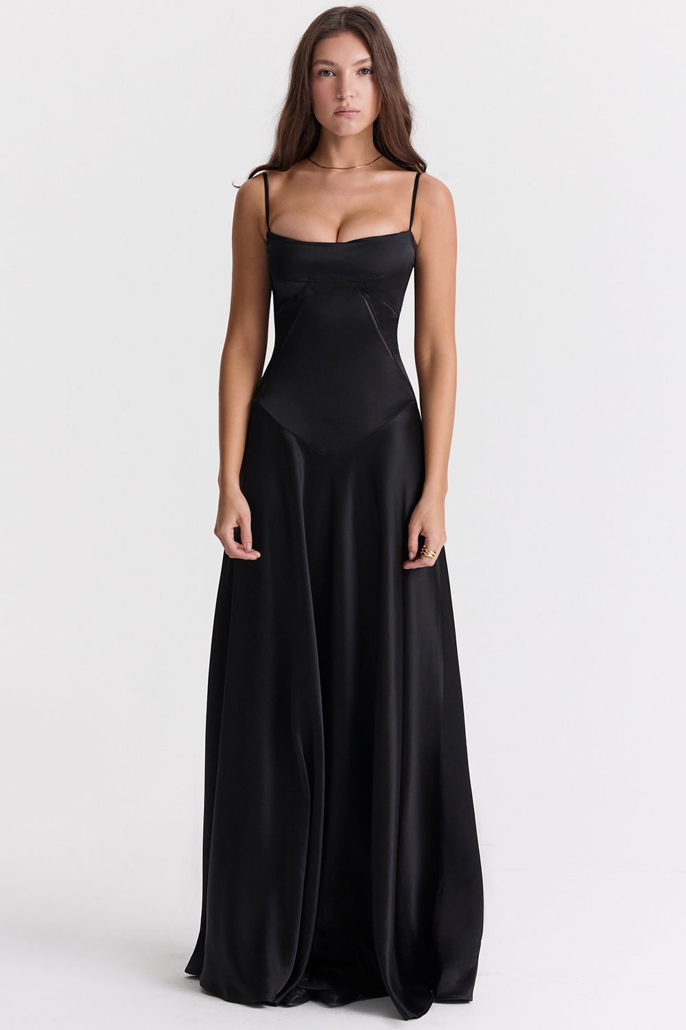 Black Lace Up Maxi Dress