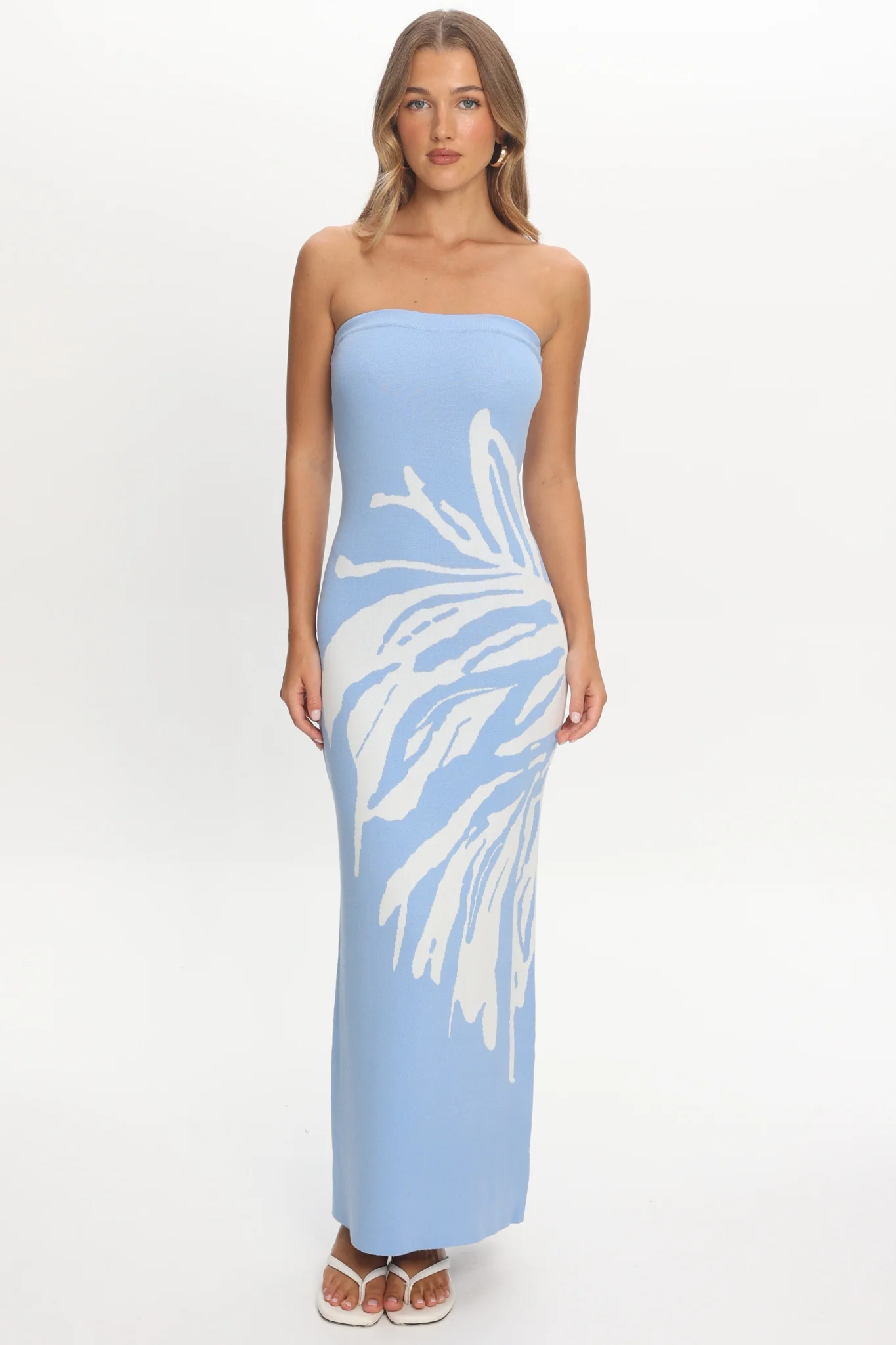 Wildflower Sun Strapless Maxi Dress Sky Blue - luluinthesky