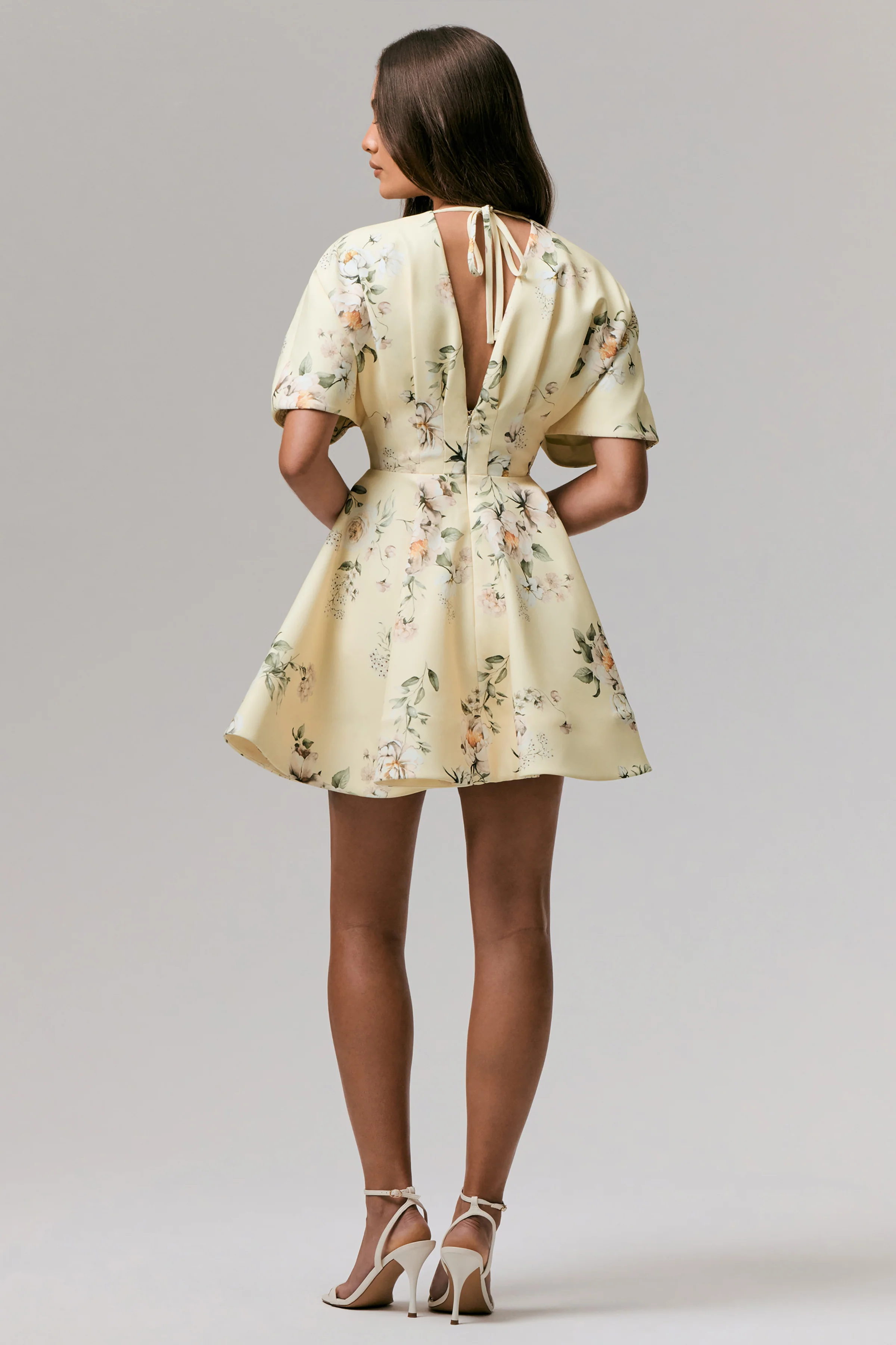 Delight | Lemon Print Plunge-Neck Ruffled Mini Dress