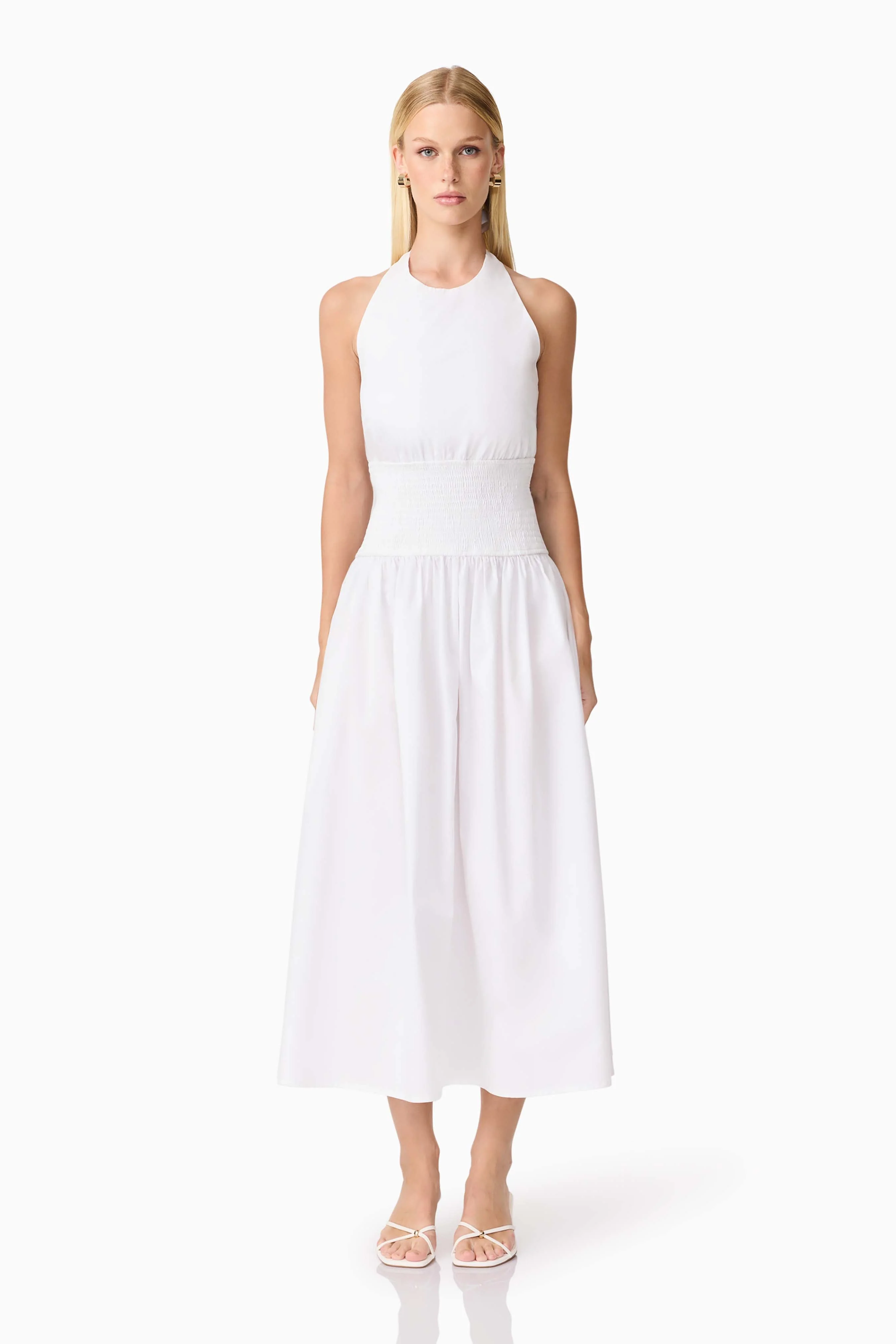 CURAAE Belle Halter Midi Dress in White