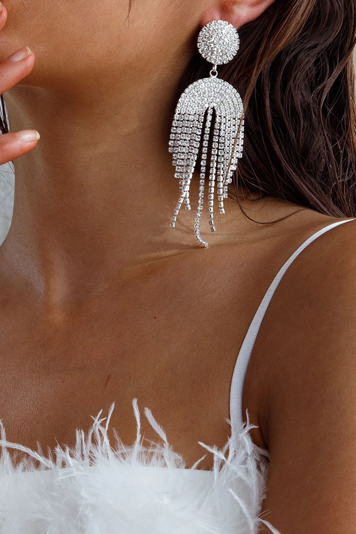 Kiara Circle Cascade Earrings Silver