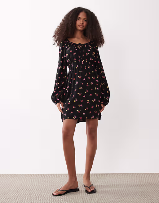 Miss Selfridge scoop neck mini day dress in floral