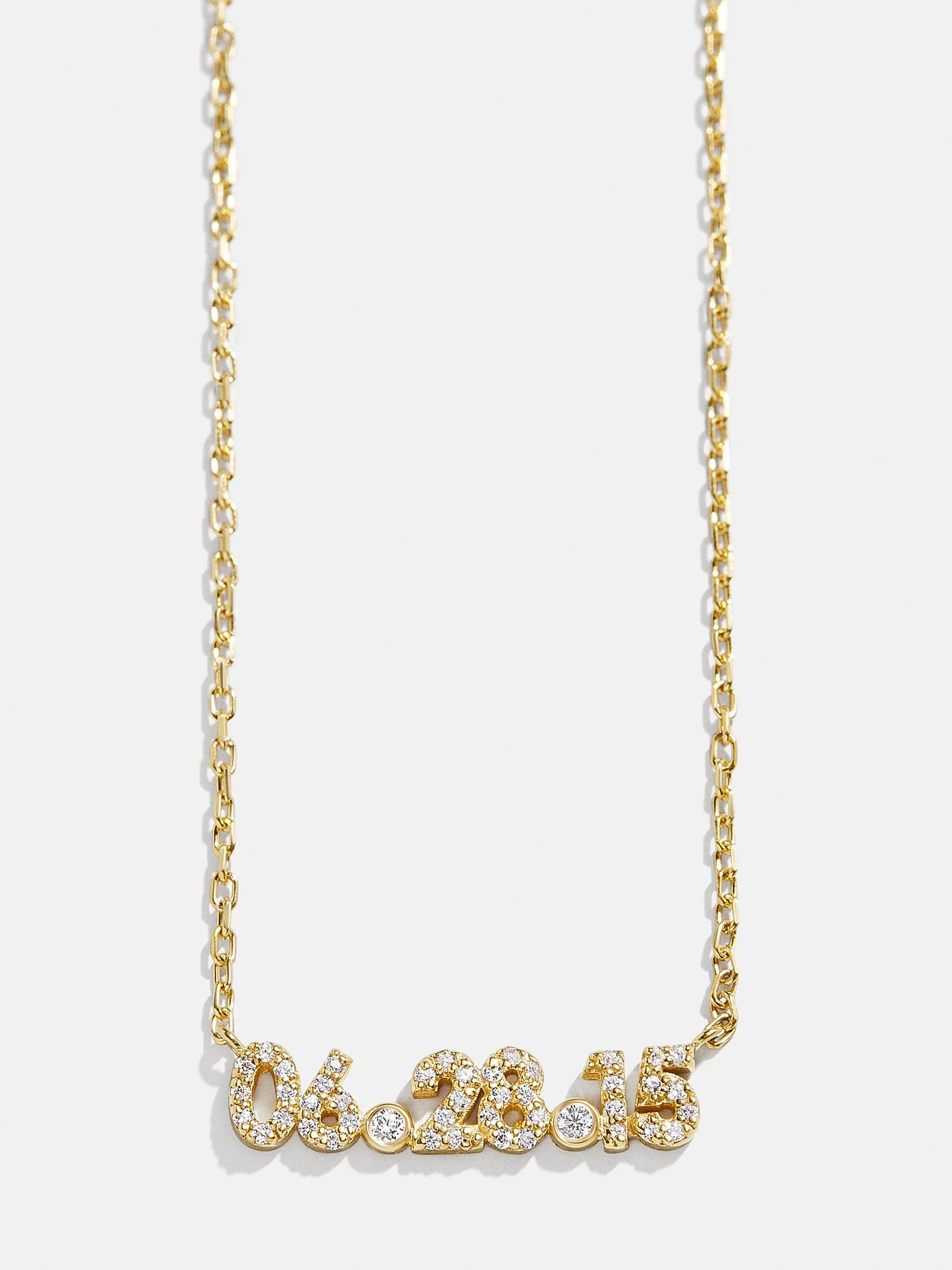 14K Gold Pavé Custom Number Necklace - 14K Gold. Pavé Cubic Zirconia Stones