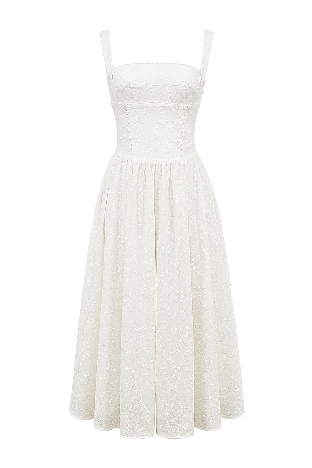 white broderie anglais midi sundress