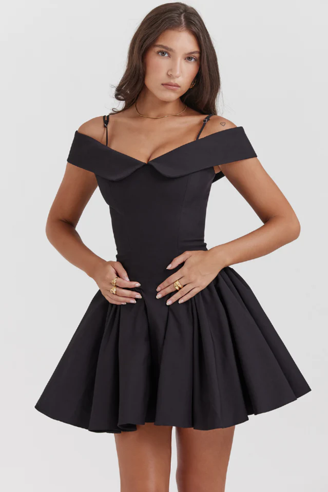 Elida Black Mini Dress