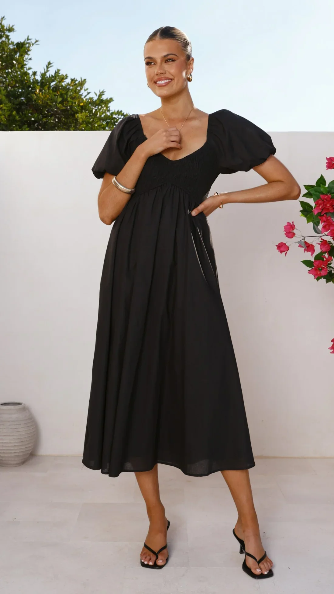 Sahirah Midi Dress - Black