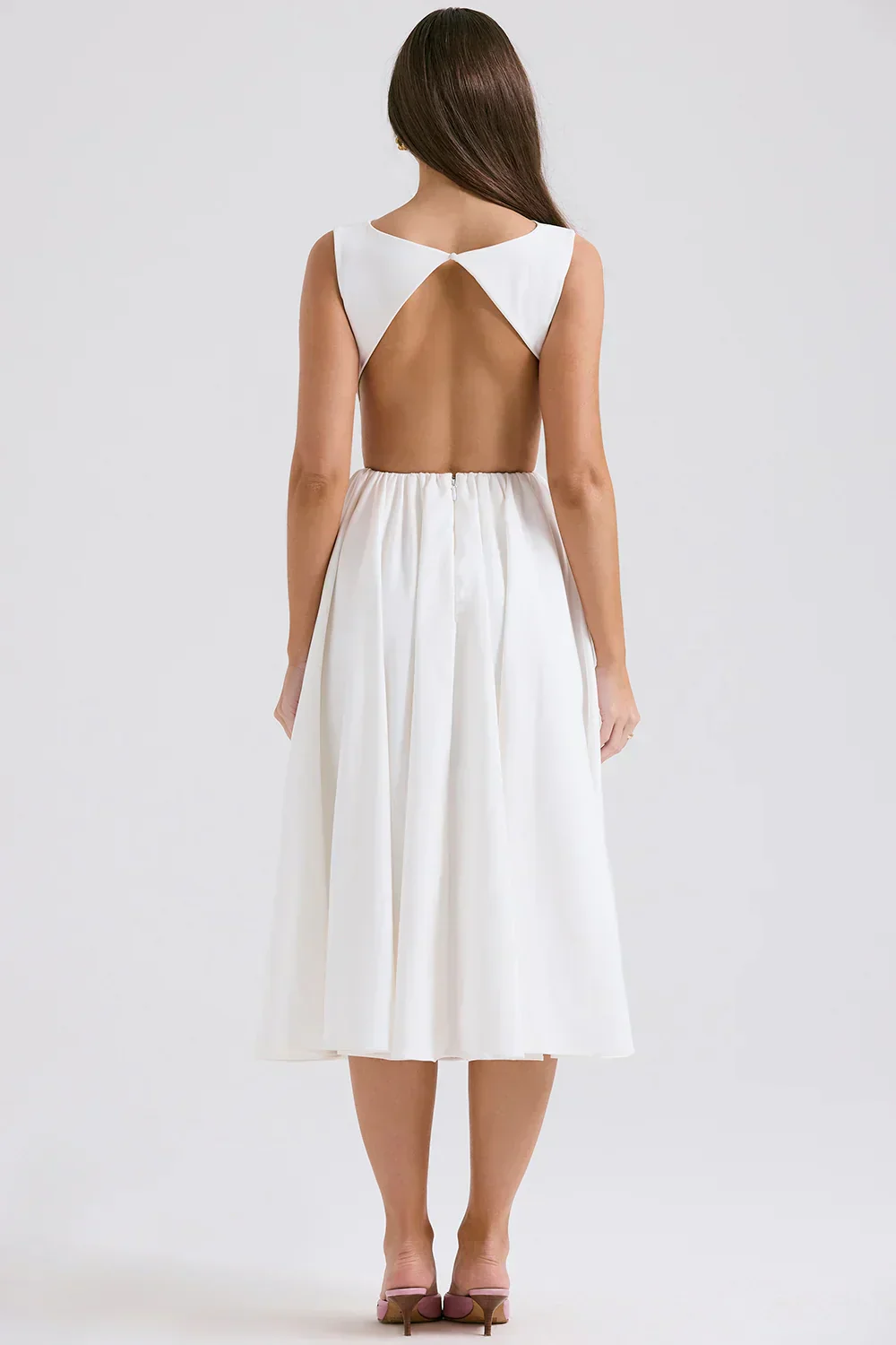 white twill midi sundress