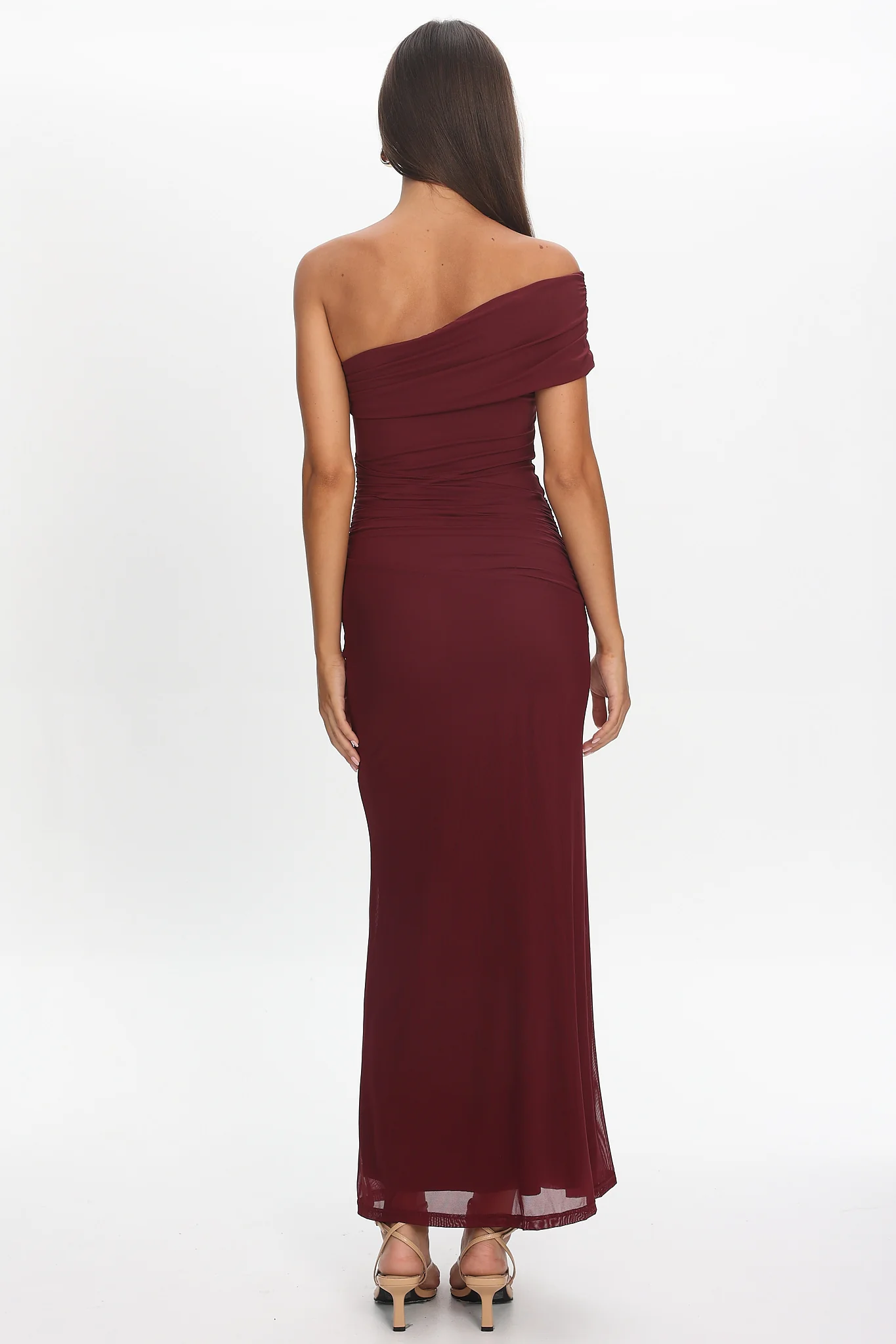 Gala One-Shoulder Maxi Dress Wine