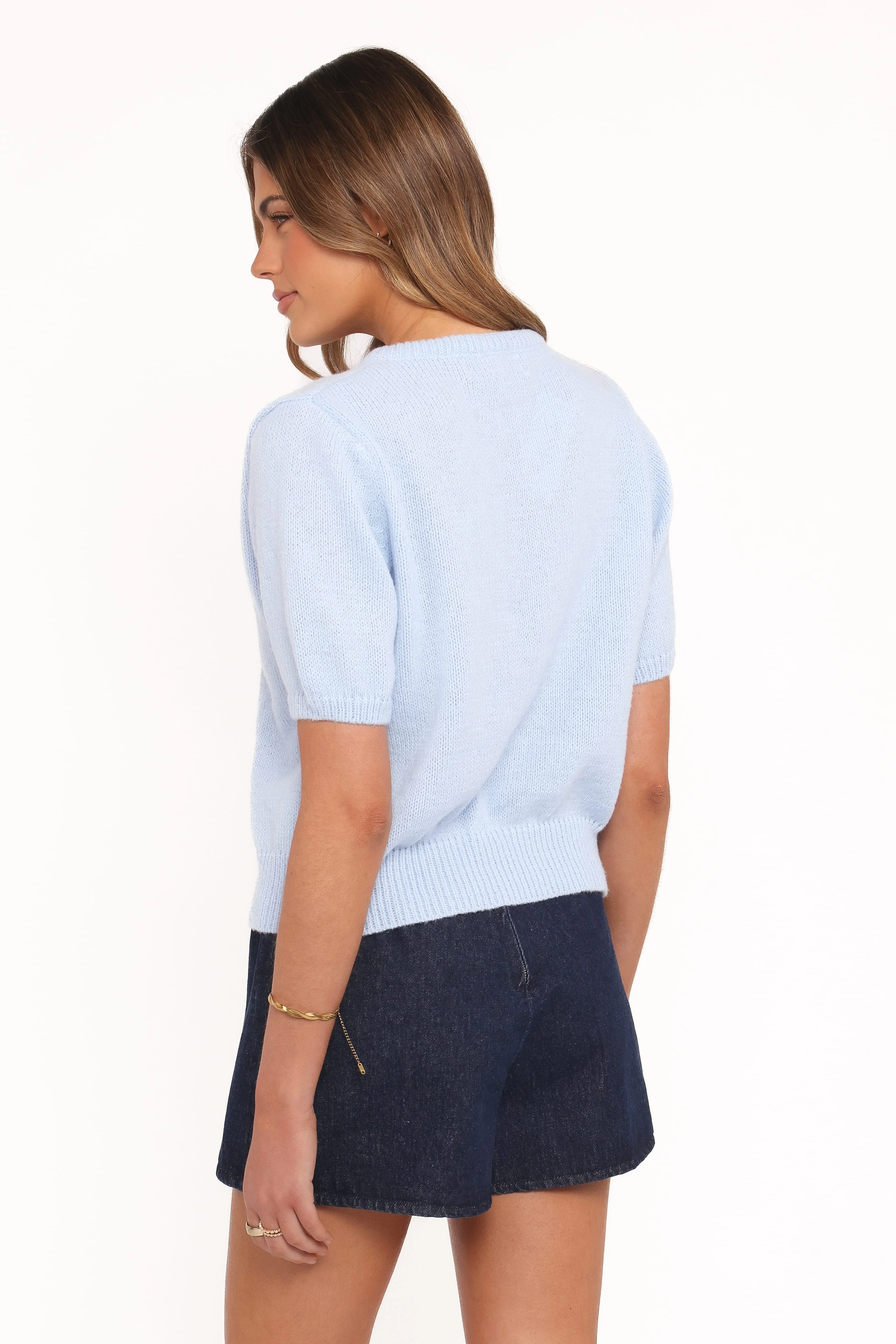 Koskie Tie Knit Top - Blue