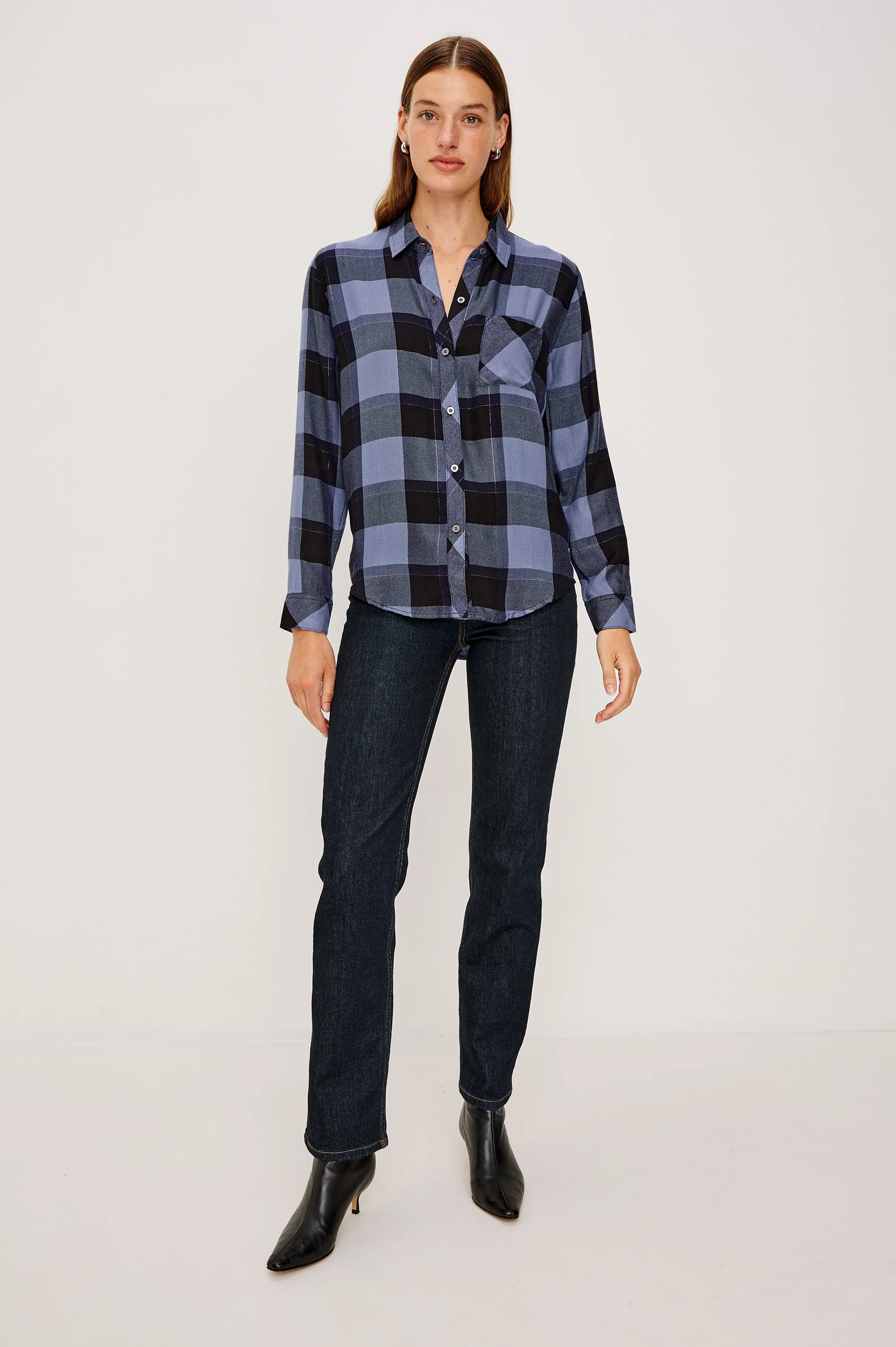 Hunter Shirt - Periwinkle Navy Silver Lurex