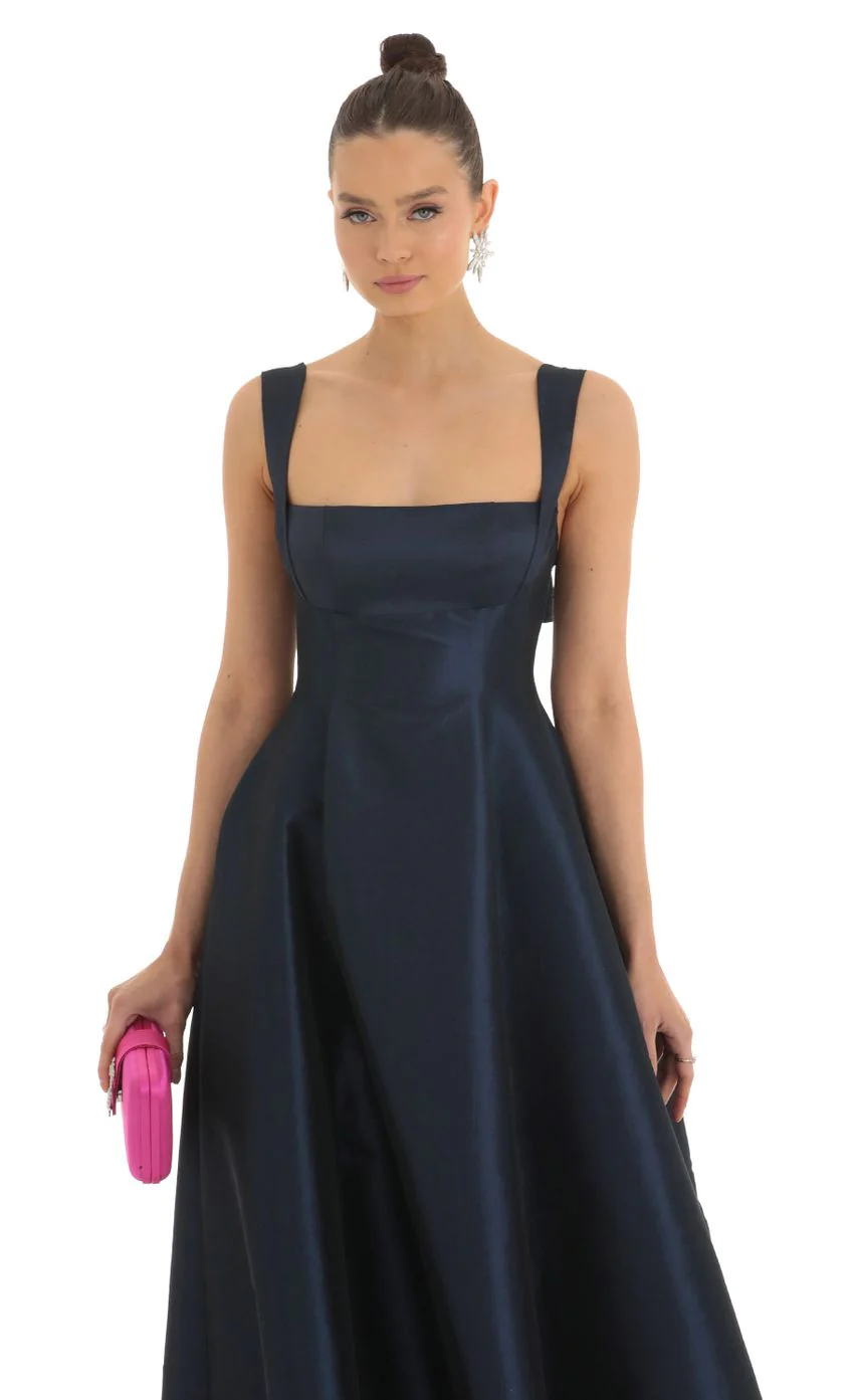 Fit and Flare Maxi Dress in Navy - luluinthesky