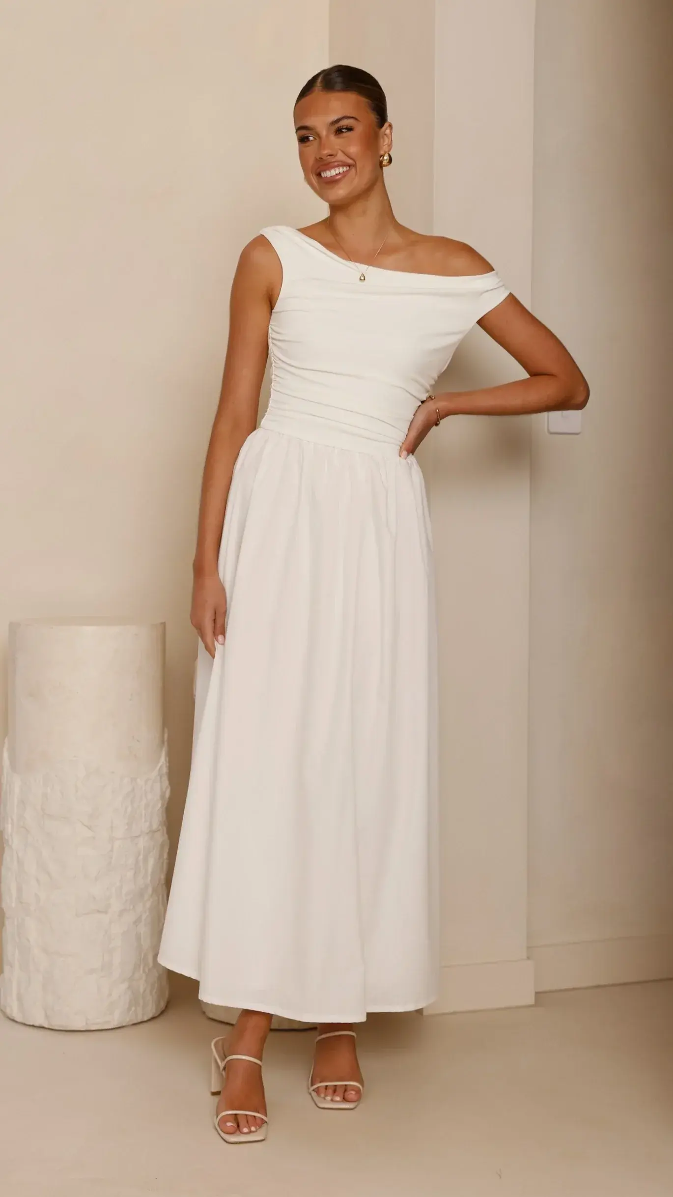 Immy Midi Dress - White - luluinthesky