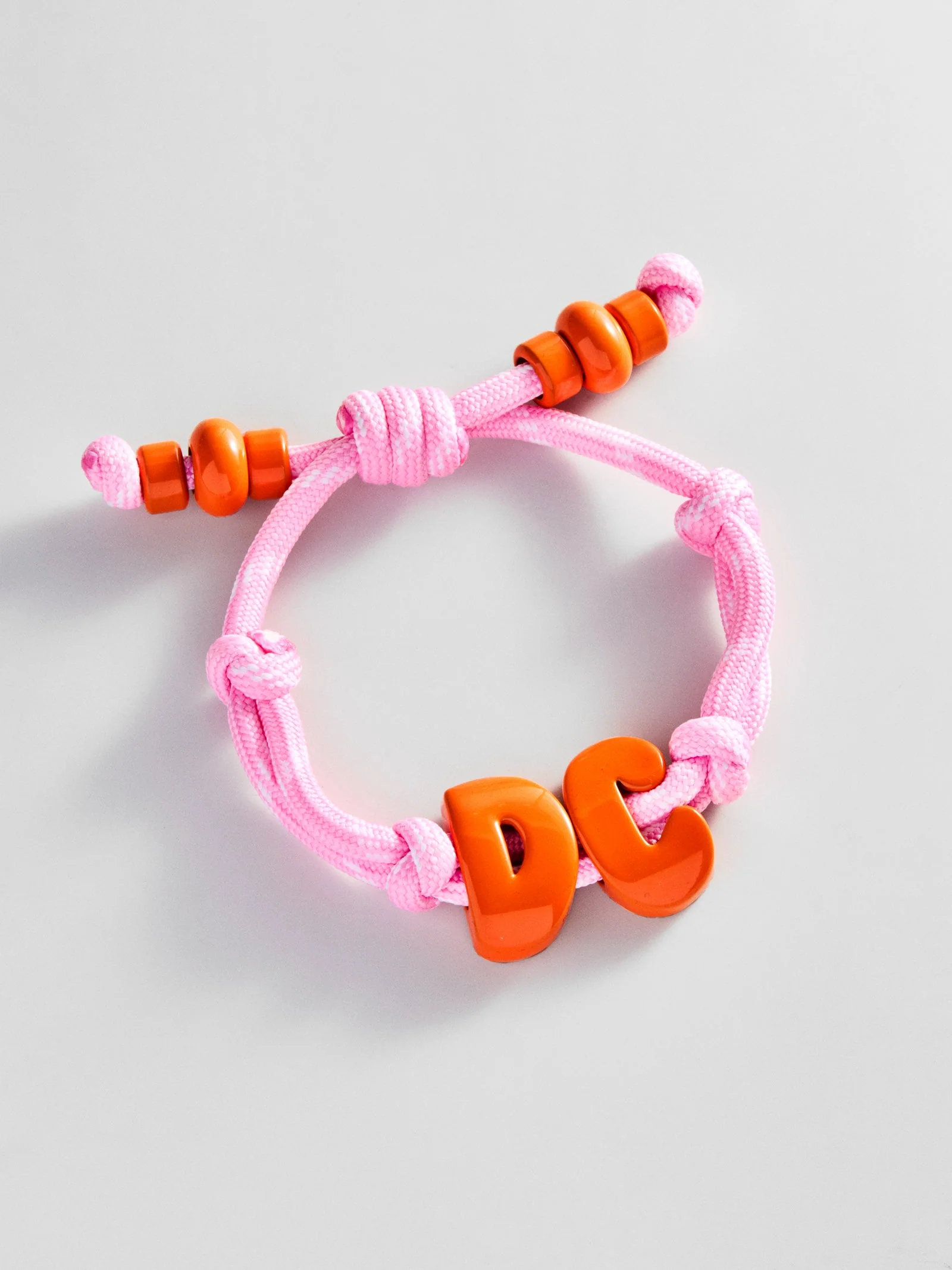Knotty Enamel Initial Custom Bracelet - Pink/Orange Double Letter