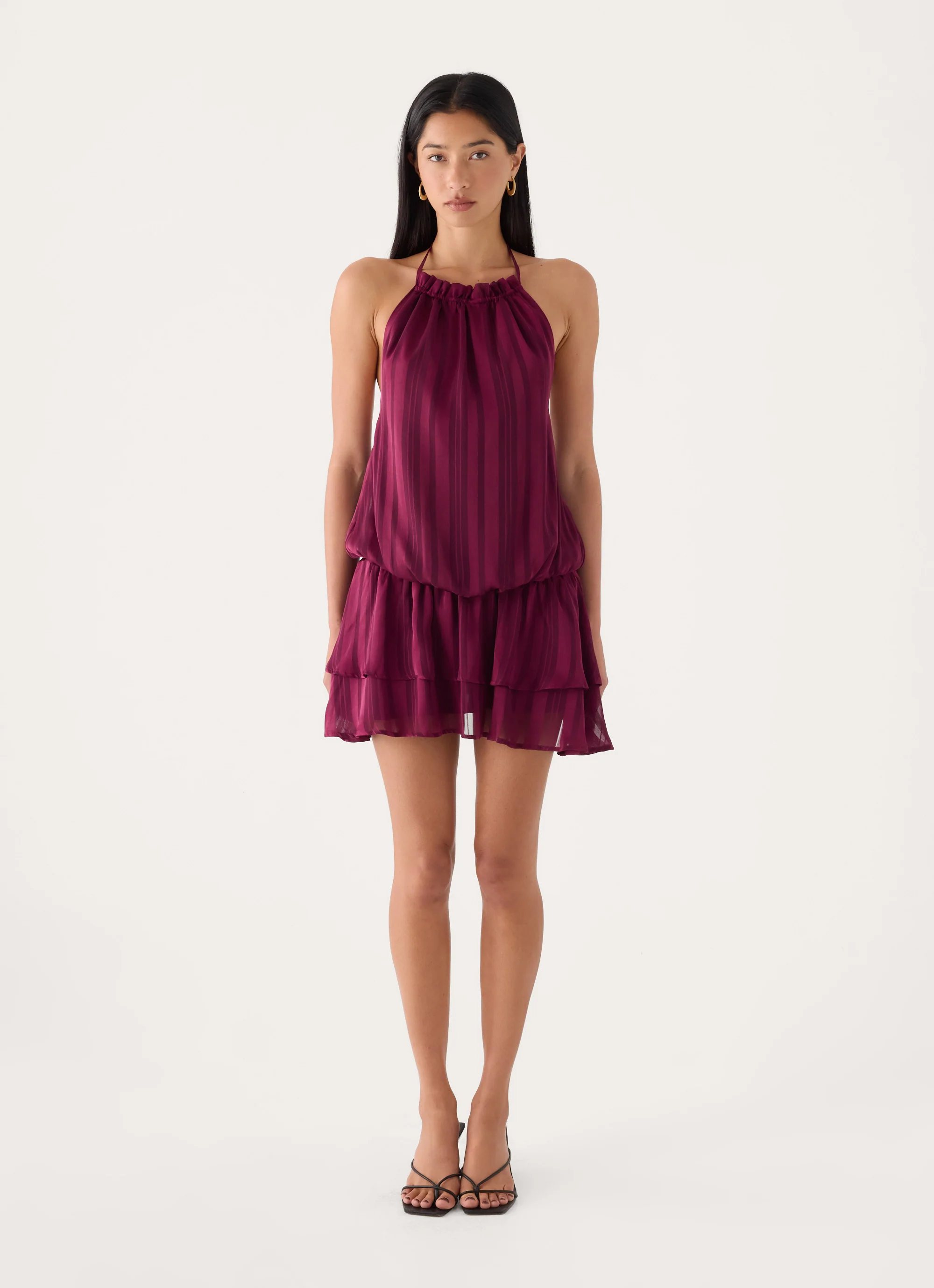 Parade Halter Mini Dress - Plum - luluinthesky
