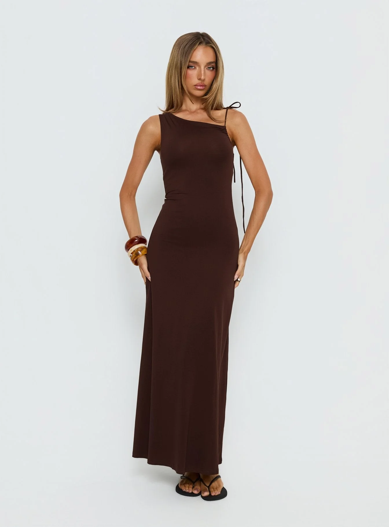 Lorinna Tie Shoulder Maxi Dress Brown