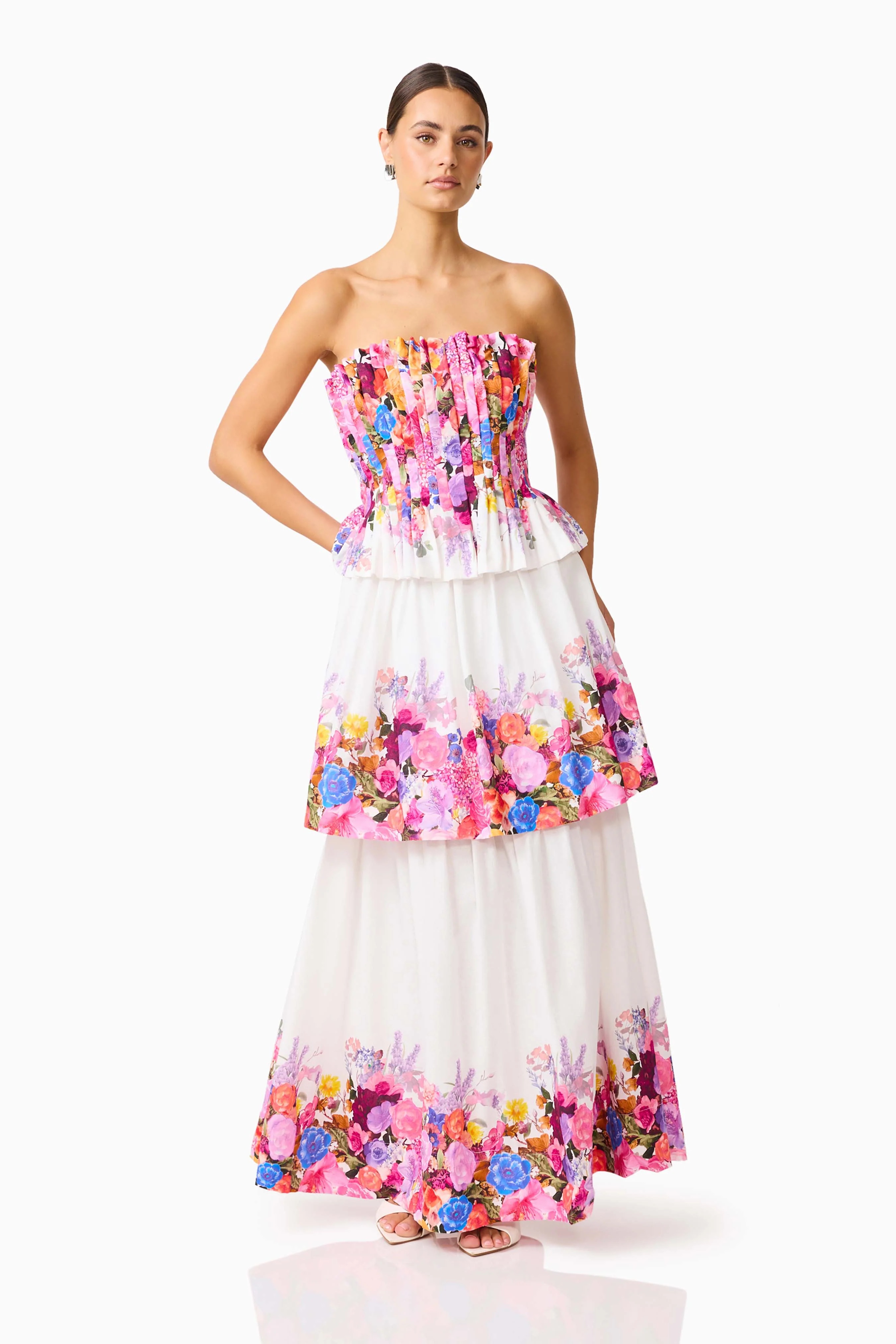 Alice Tiered Gown in Ombre Floral