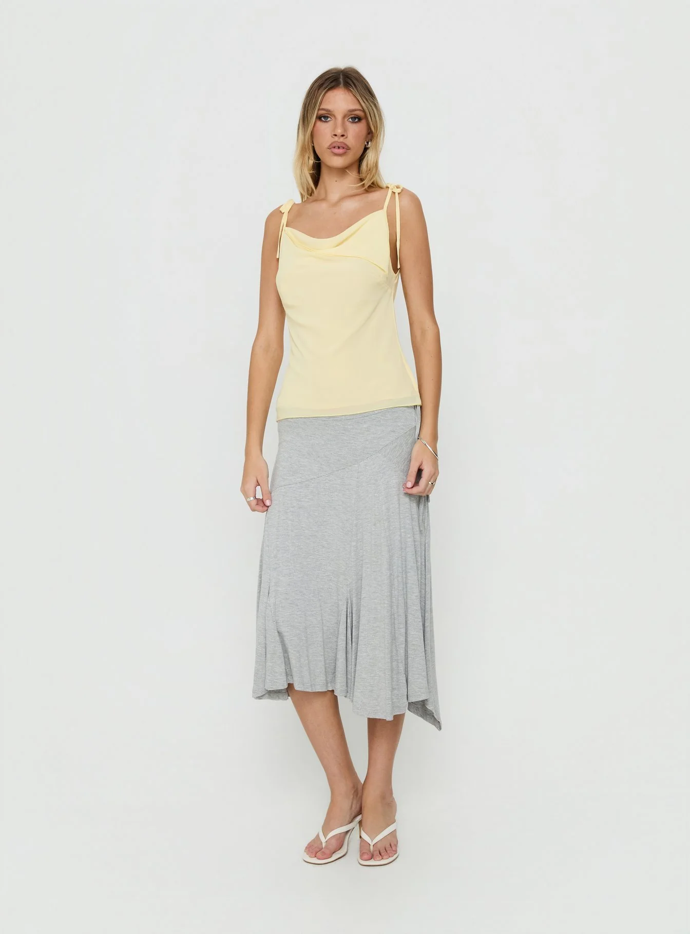 Malkah Tie Sleeve Foldover Top Yellow