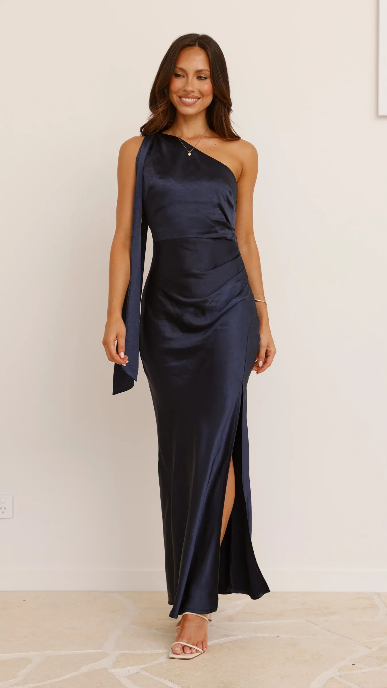 Halle One Shoulder Maxi Dress - Navy