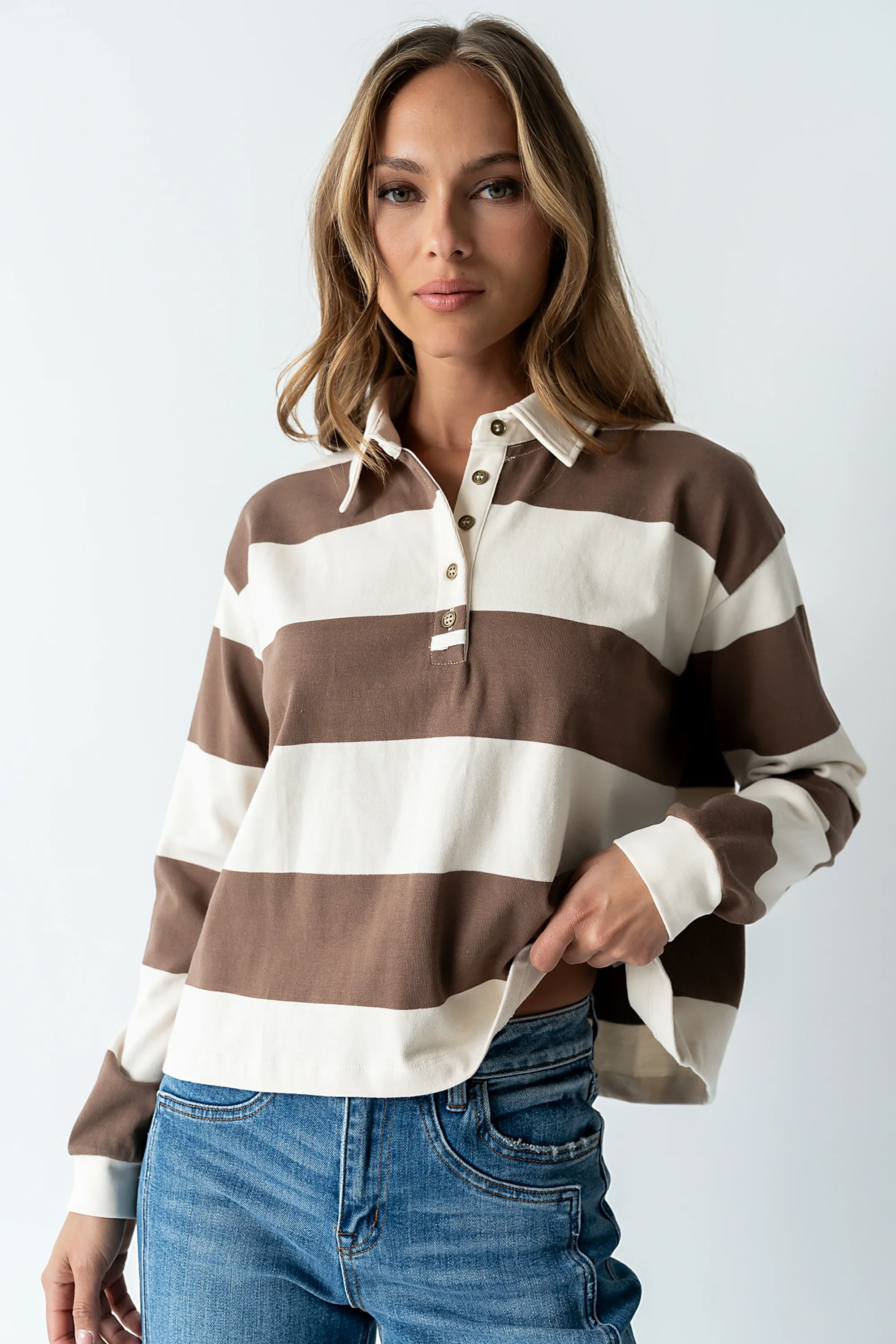Kaysen Striped Top in Taupe