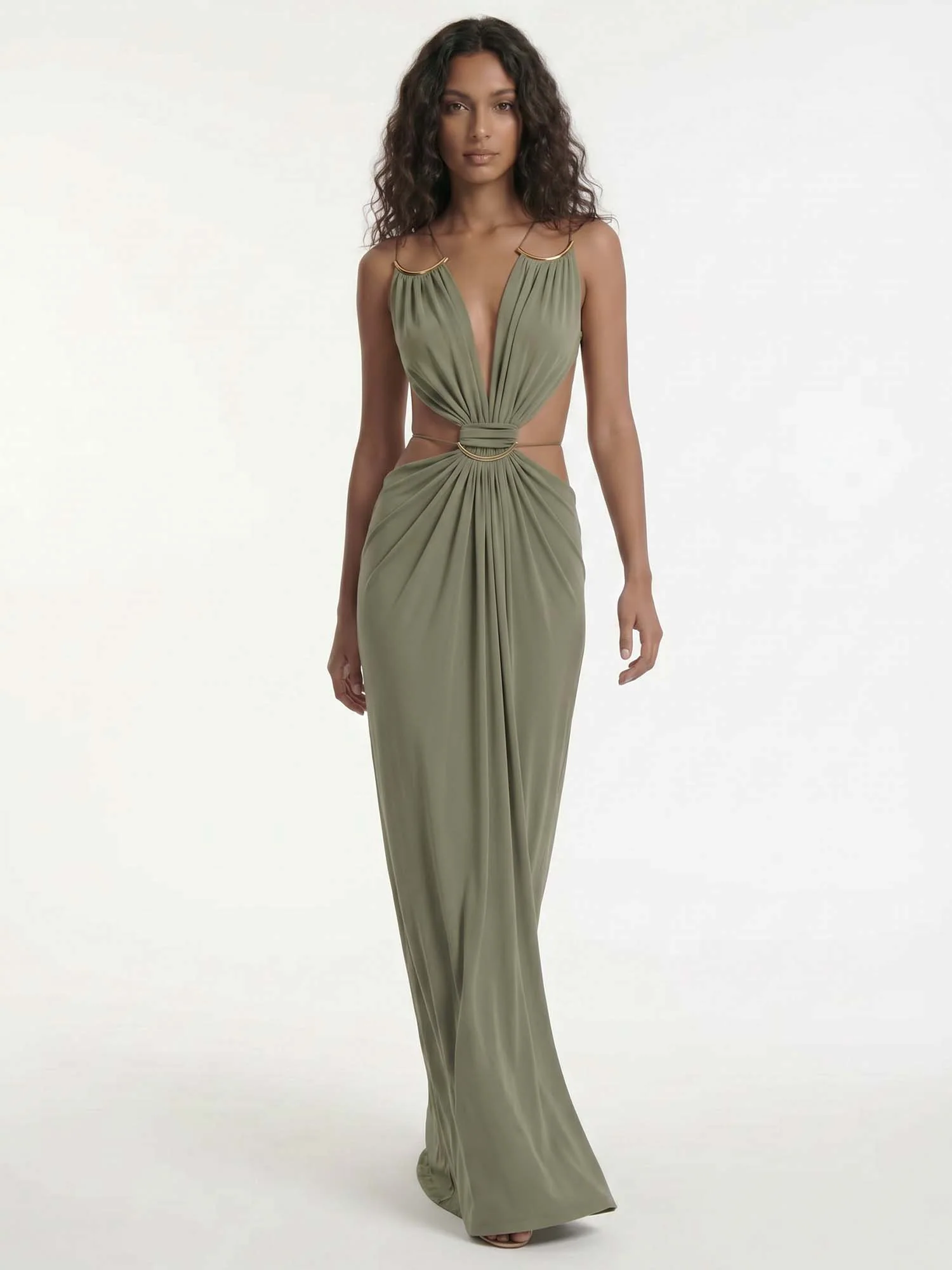 Multi Strap Cutout Maxi Dress