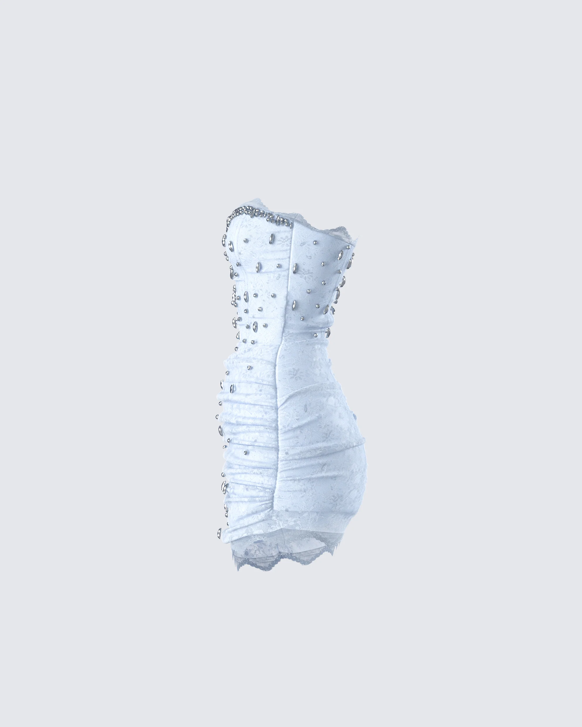 Clarisse Baby Blue Hand Beaded Rhinestone Dress
