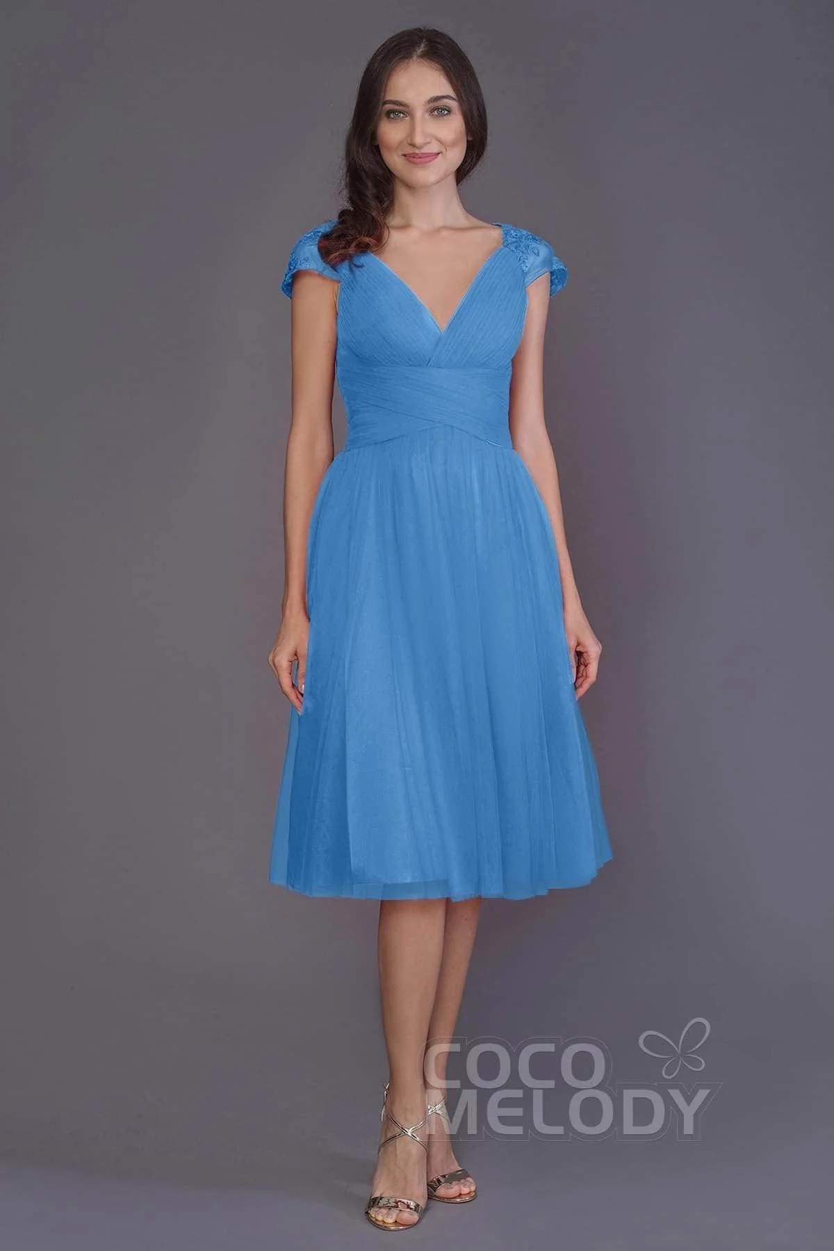 A-Line Knee Length Tulle Bridesmaid Dress PR3515