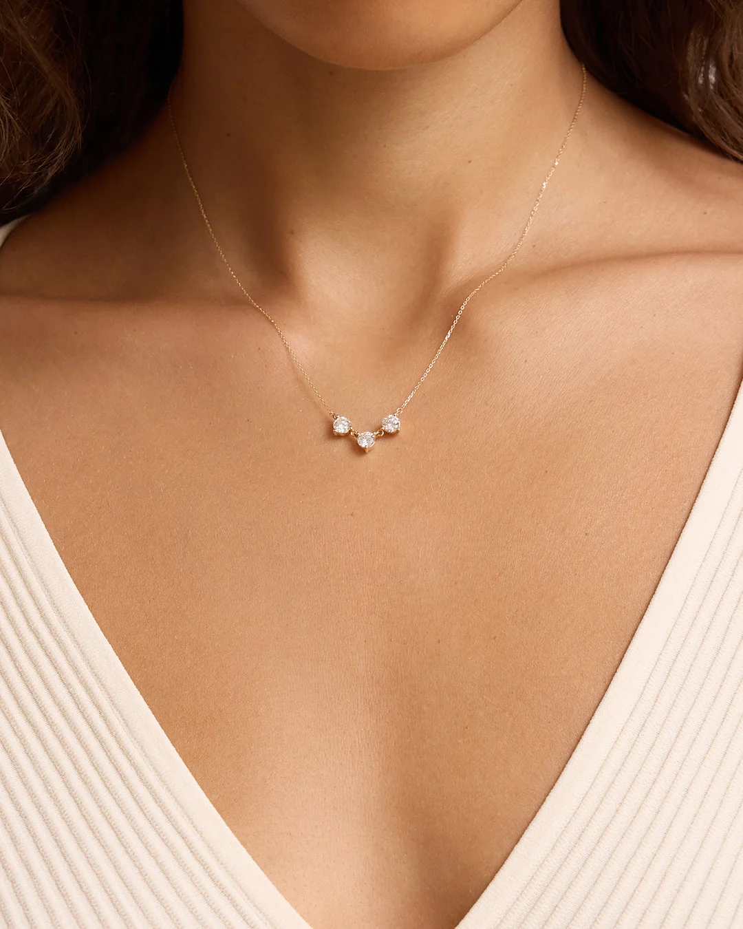 14K Lab Grown Diamond Solitaire Trio Necklace
