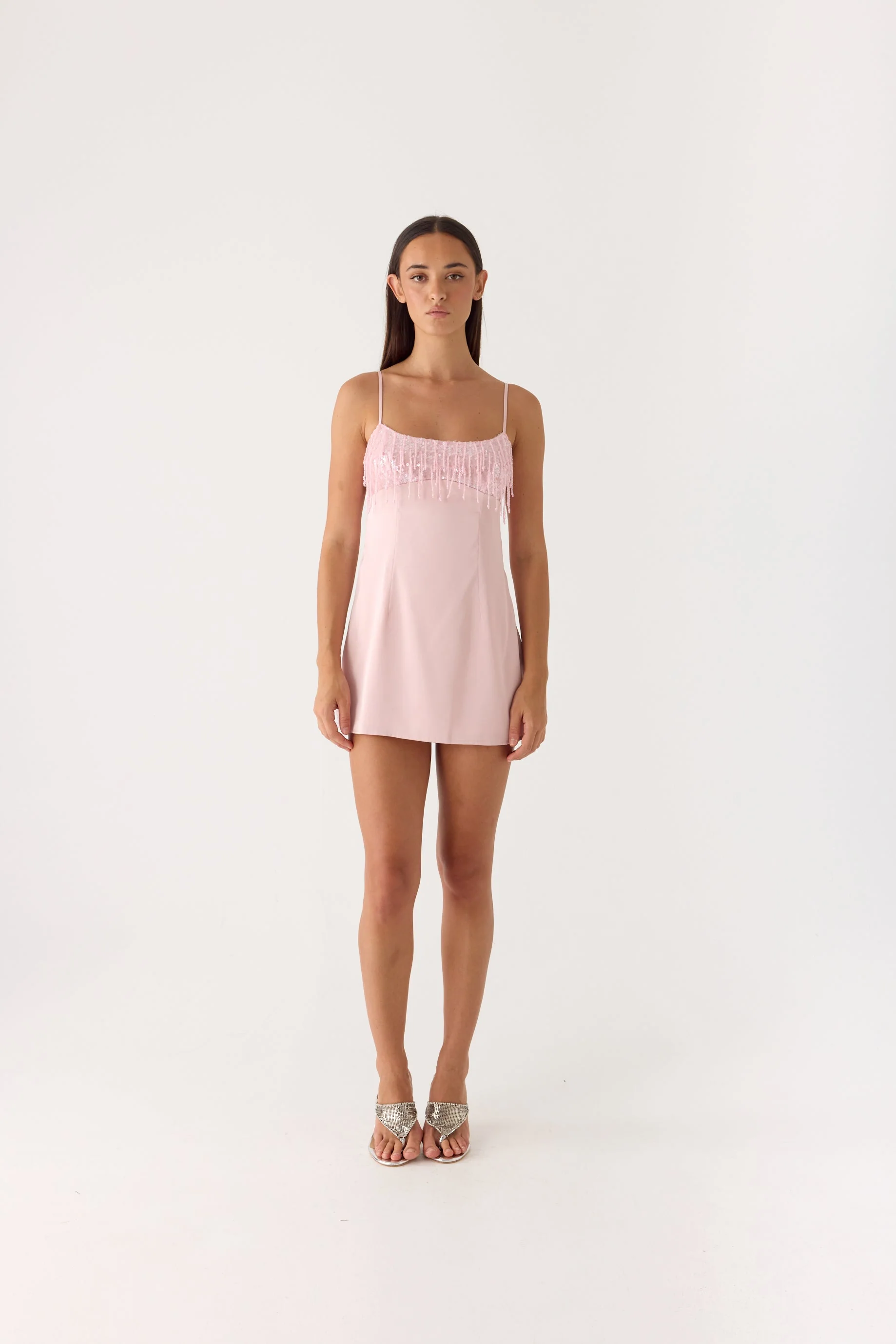 Siren Sequin Beaded Mini Dress - Pink