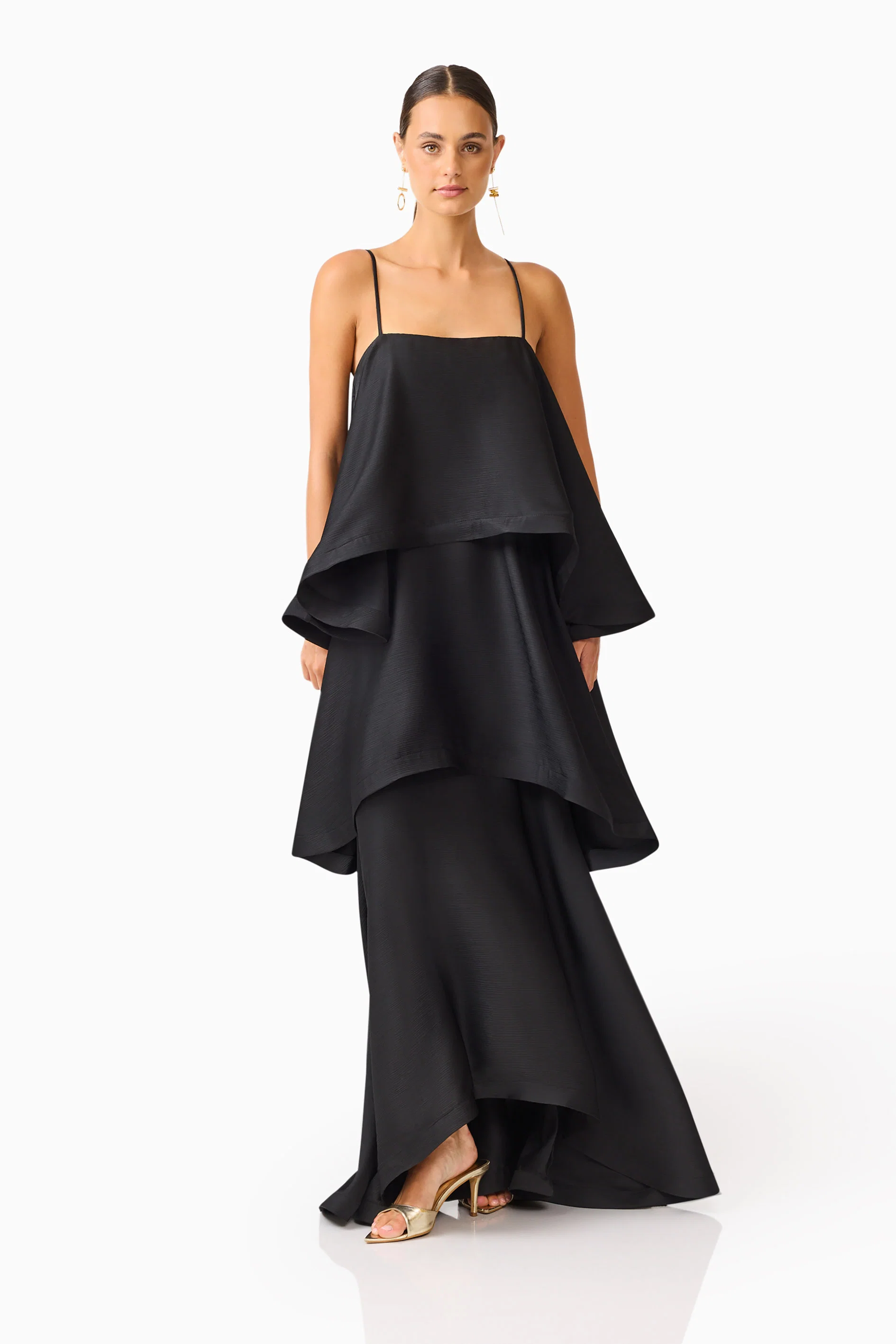 Tilly Tiered Maxi Dress in Black