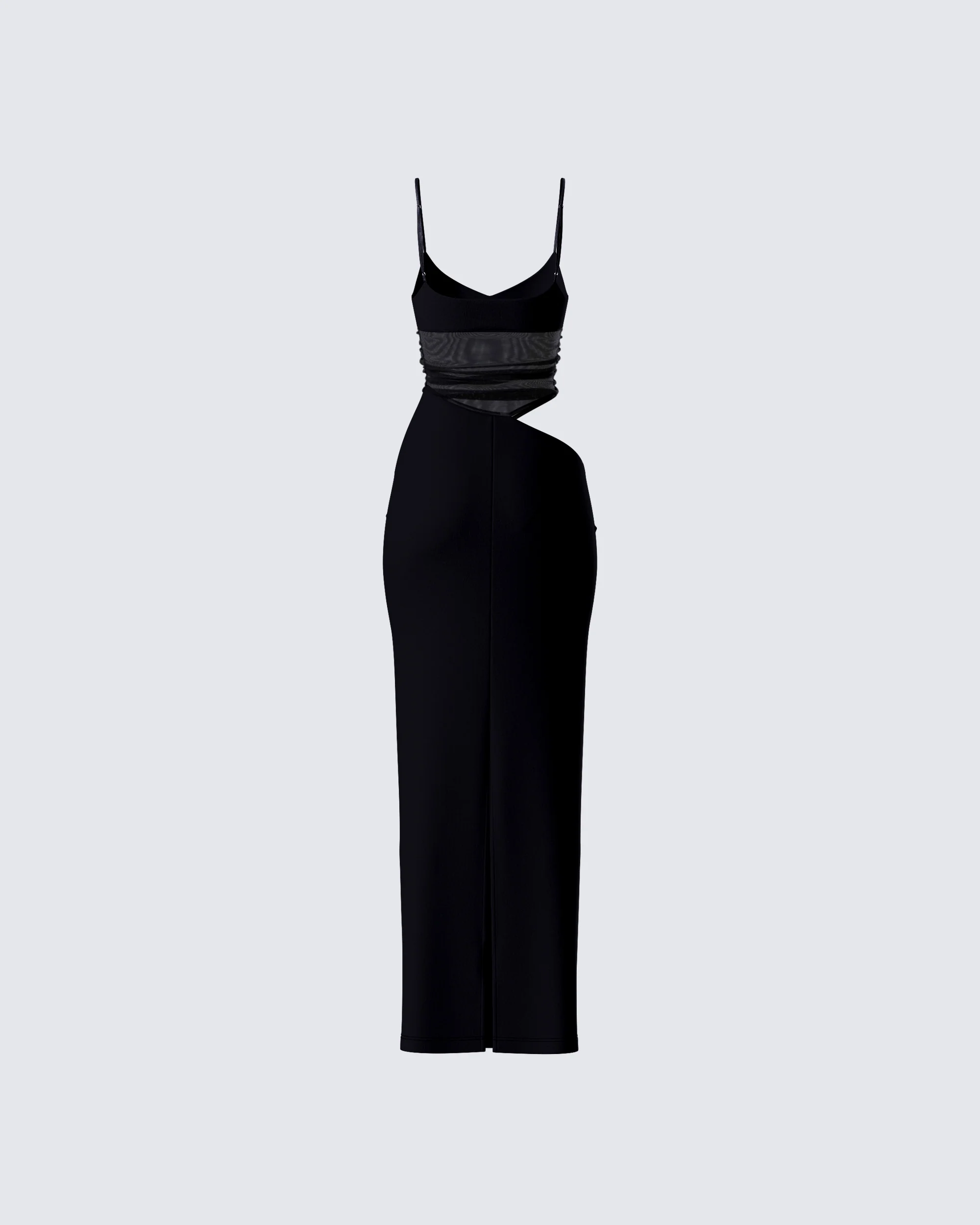 Philomena Black Mesh Window Maxi Dress