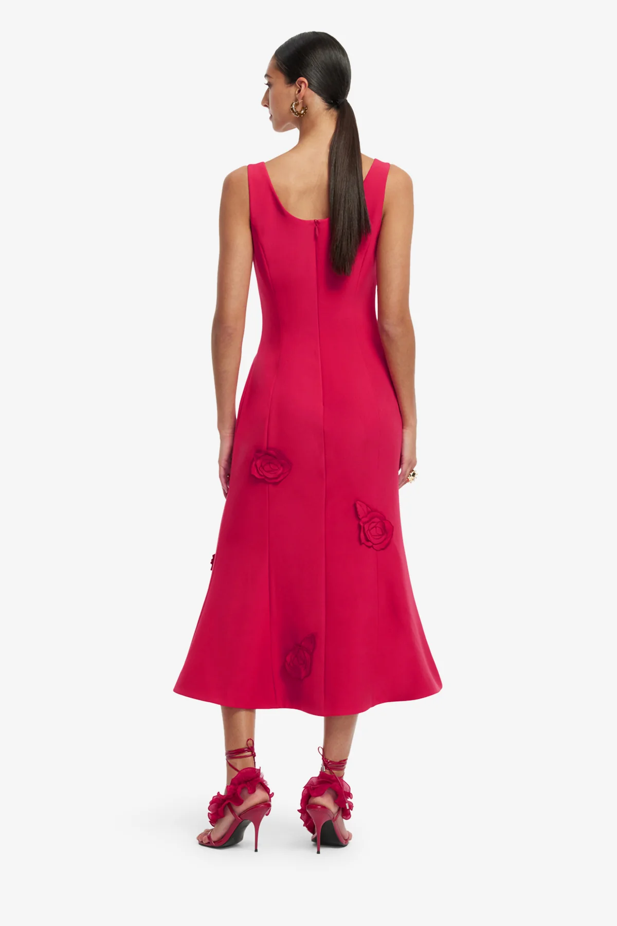 Emily Appliqué Midi Dress - Scarlet