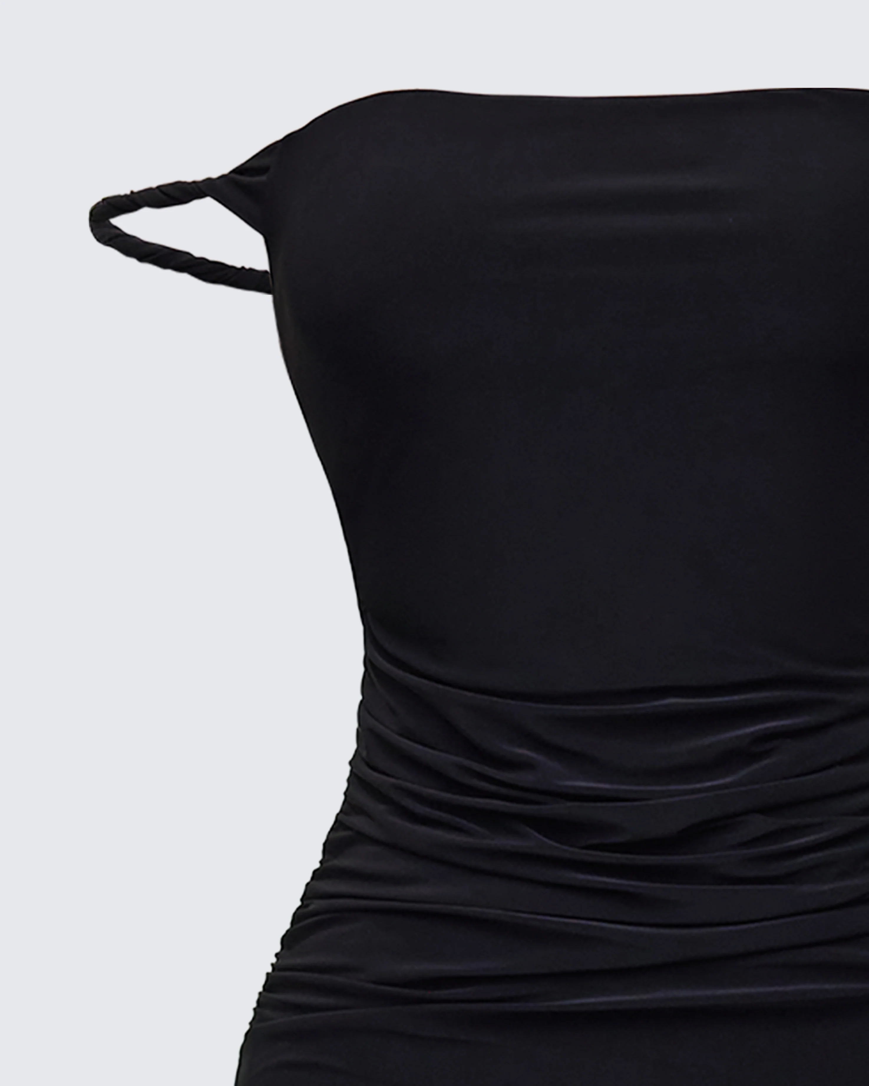 Elaris Black Twist Strap Maxi Dress