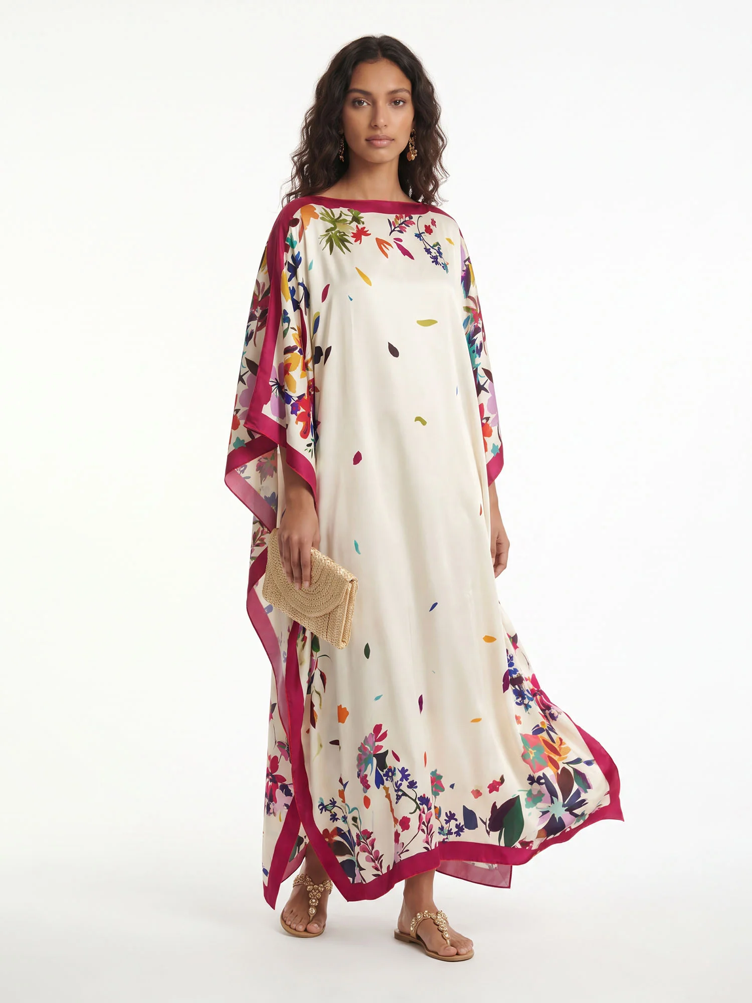 Floral Border Caftan Maxi Dress