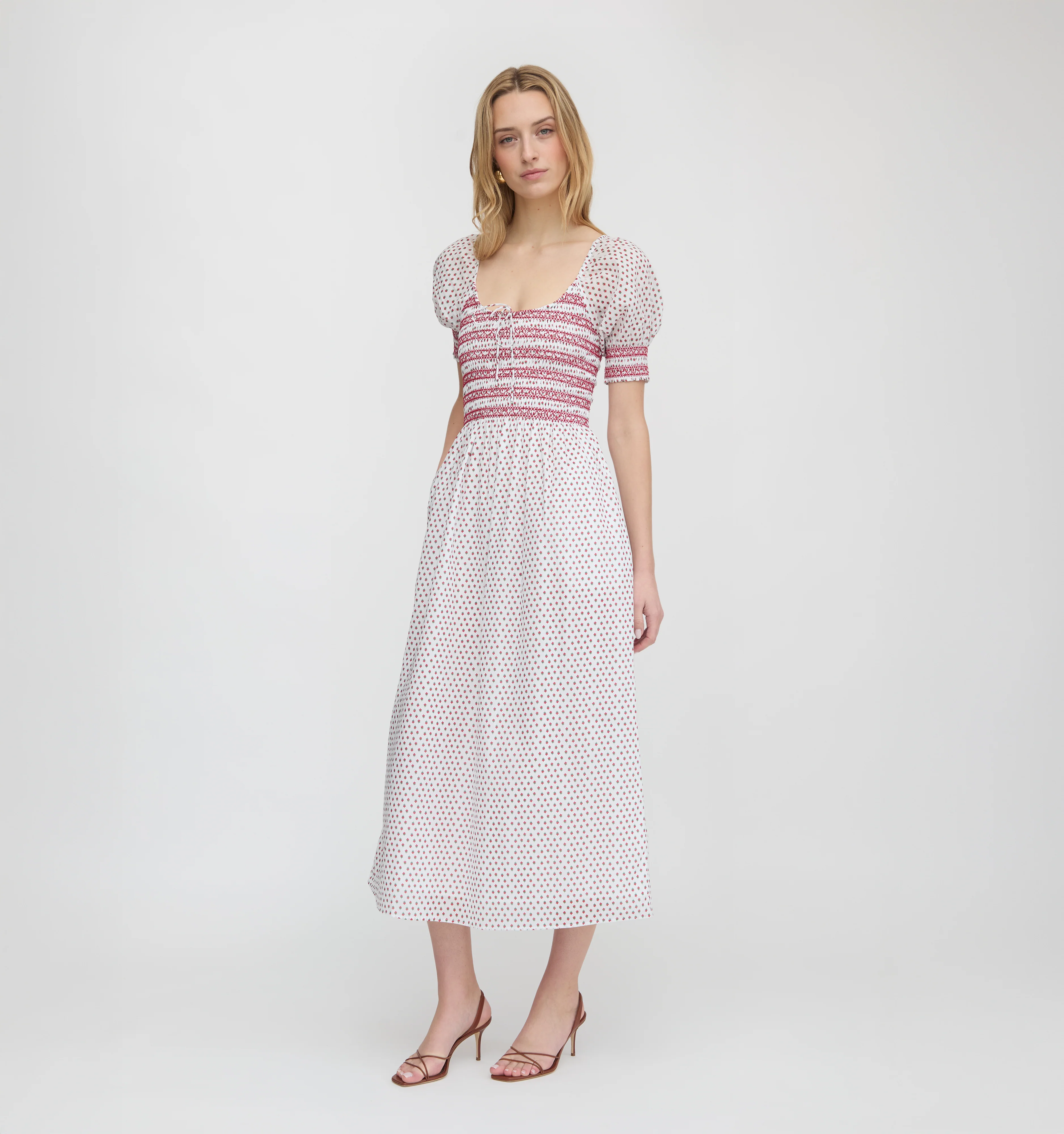 The Madeline Nap Dress - White Poppy Half Drop