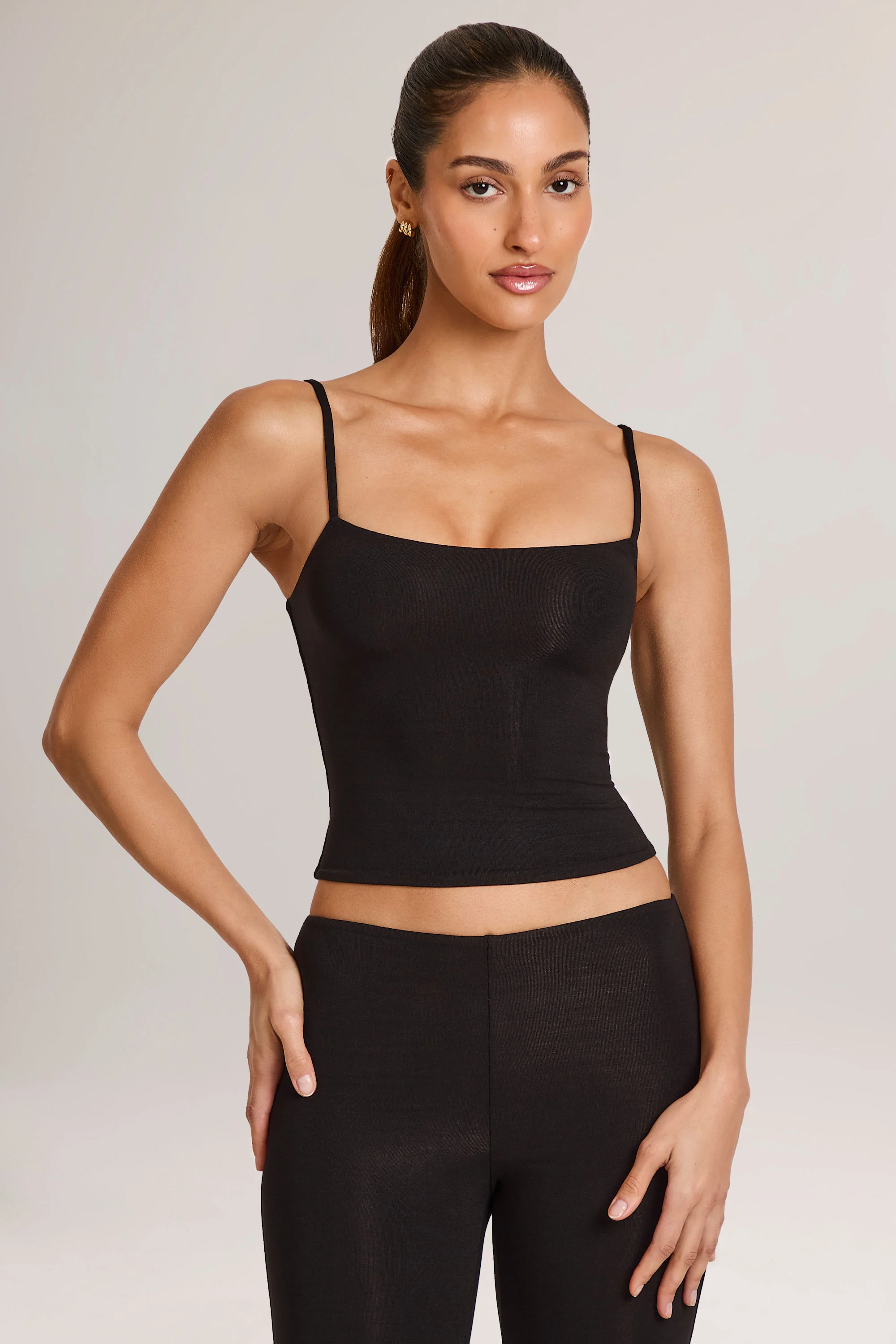 Modal Scoop-Neck Tank Top in Black