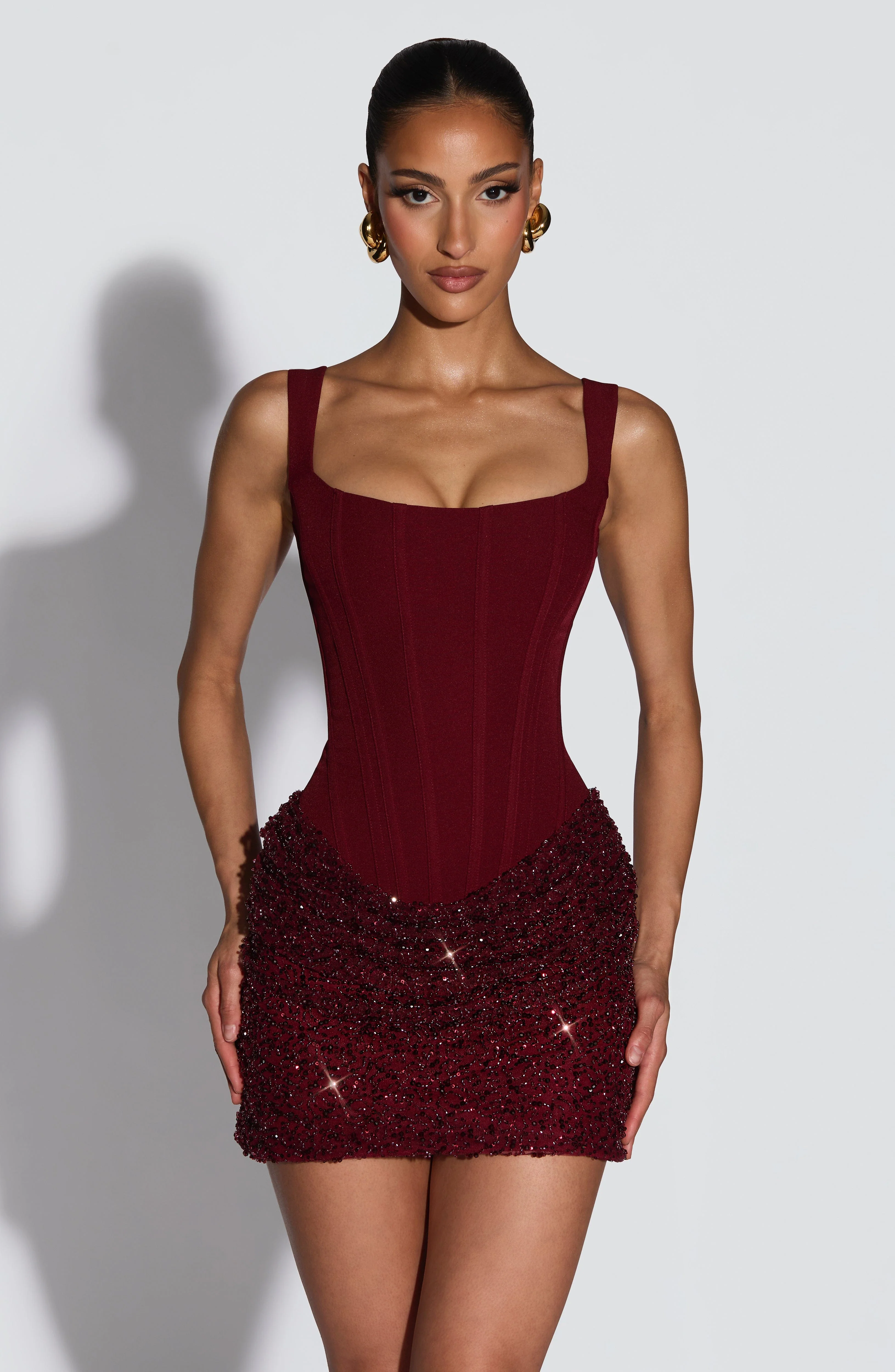 Yeona Mini Dress - Burgundy - luluinthesky