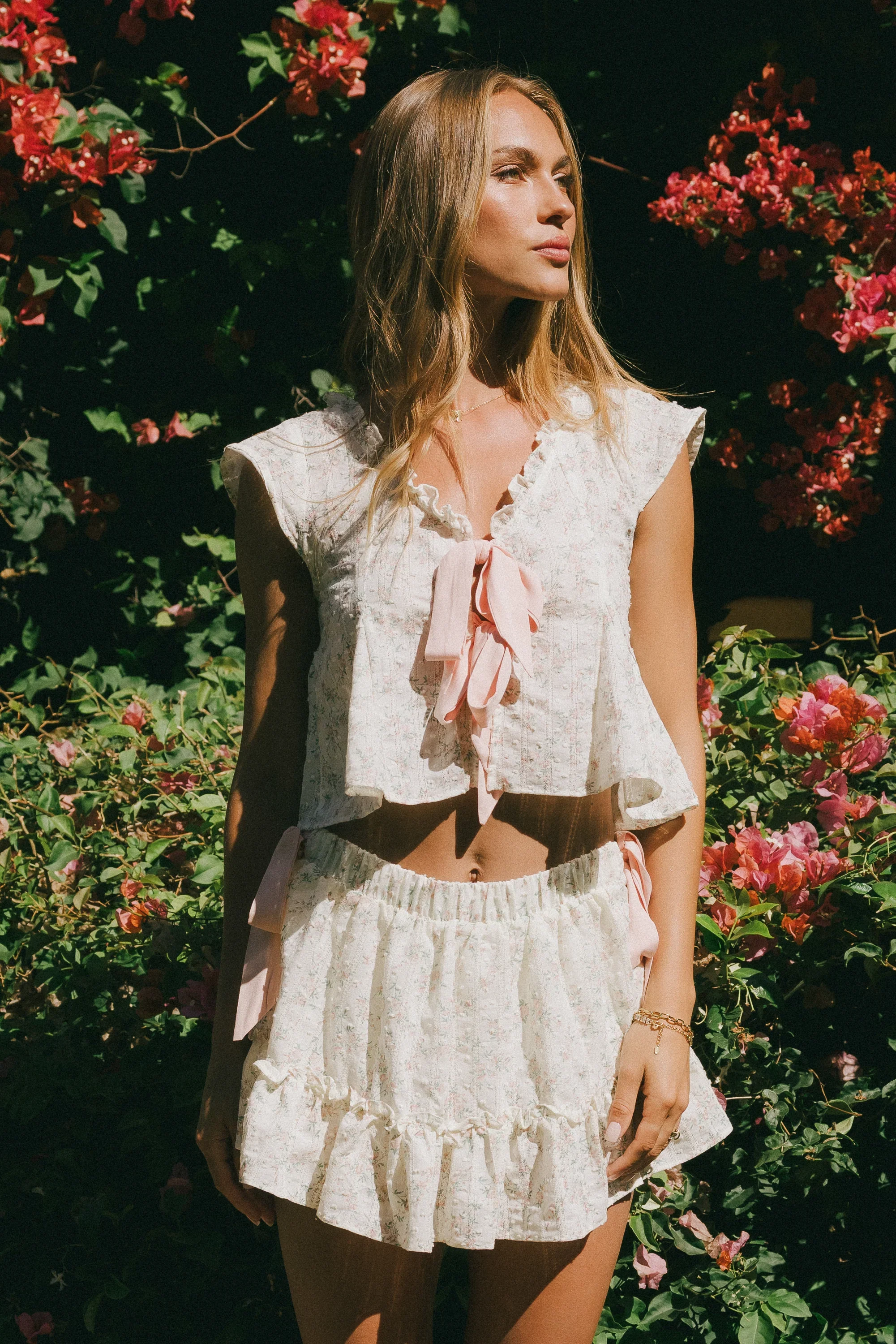 Regina Floral Blouse in Blush