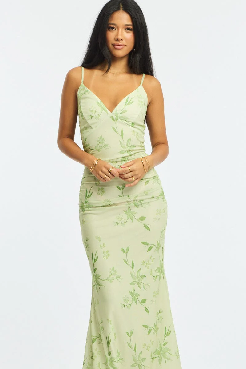 Green Floral Maxi Dress