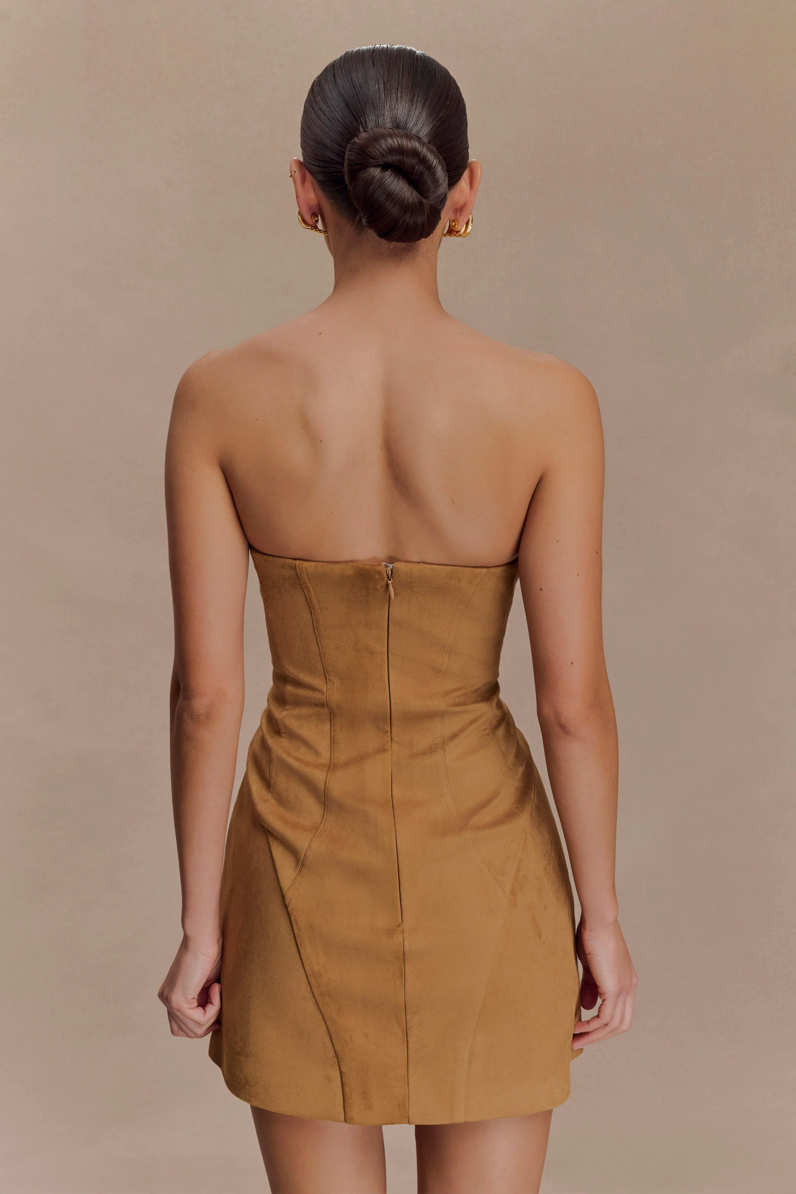 Andy Faux Suede Mini Dress - Camel