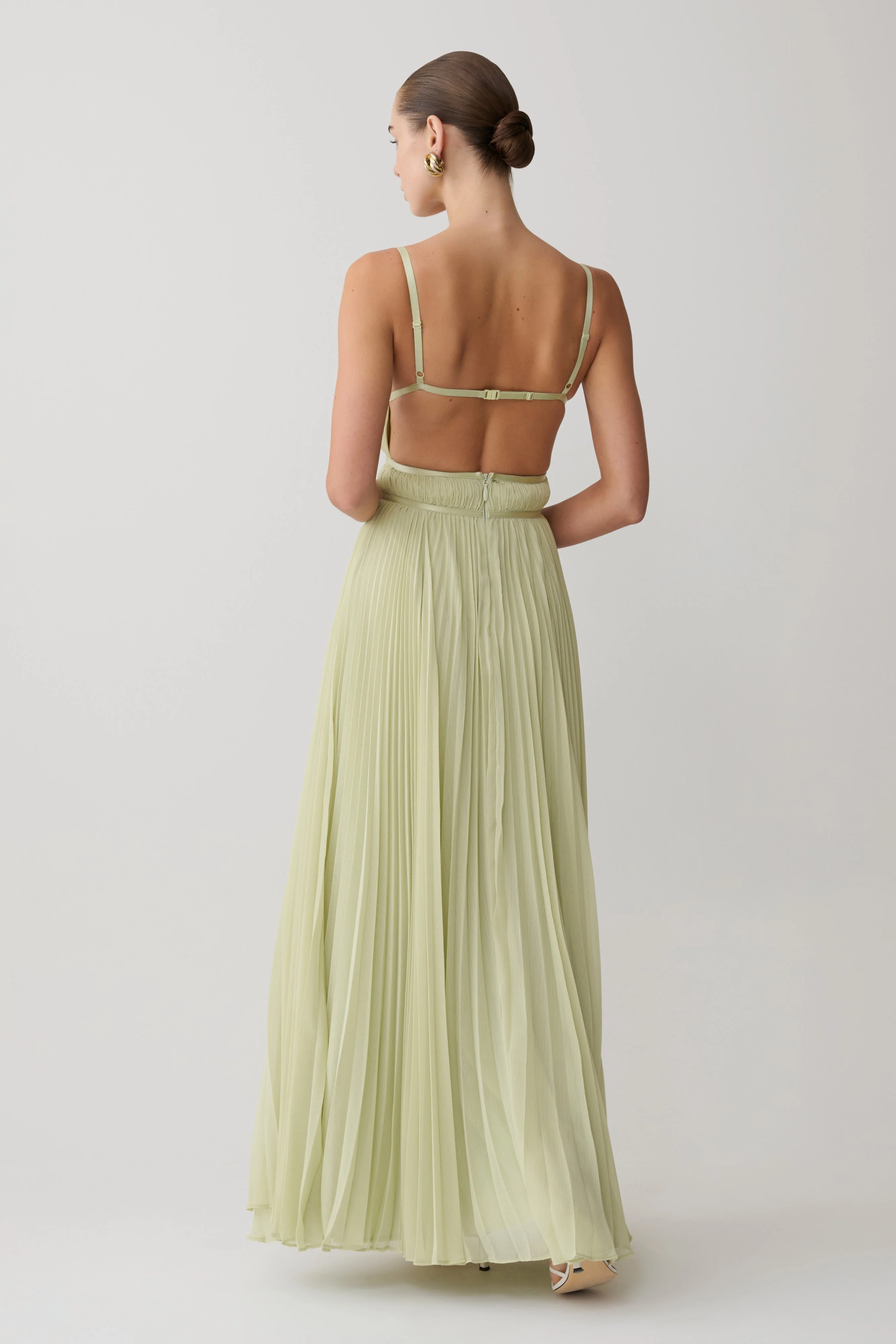 Clarisse Pleated Maxi Dress - Sage