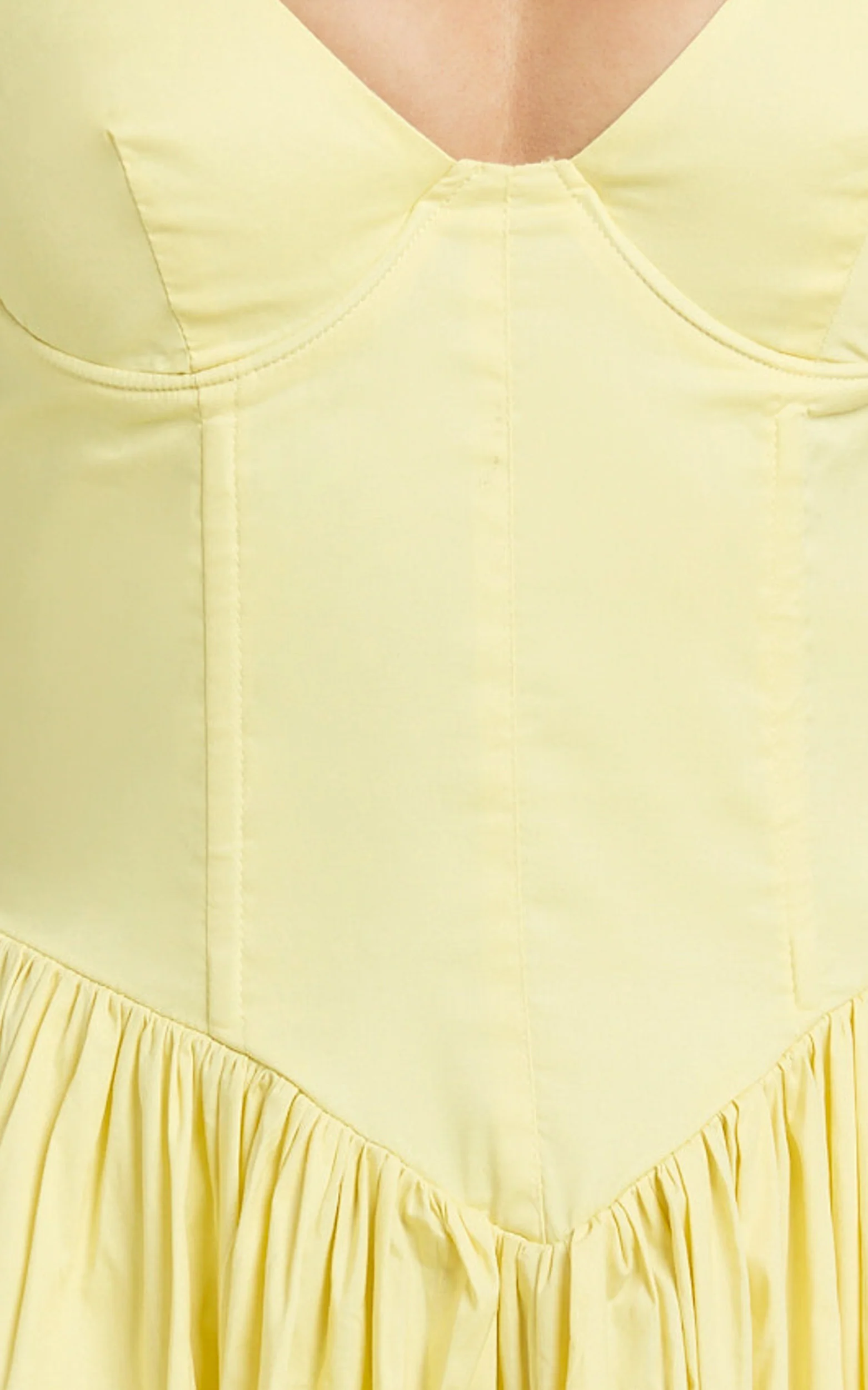 Beckett Midi Dress - Scoop Neck Drop V Waist Gathered Skirt Dress in Butter Yellow