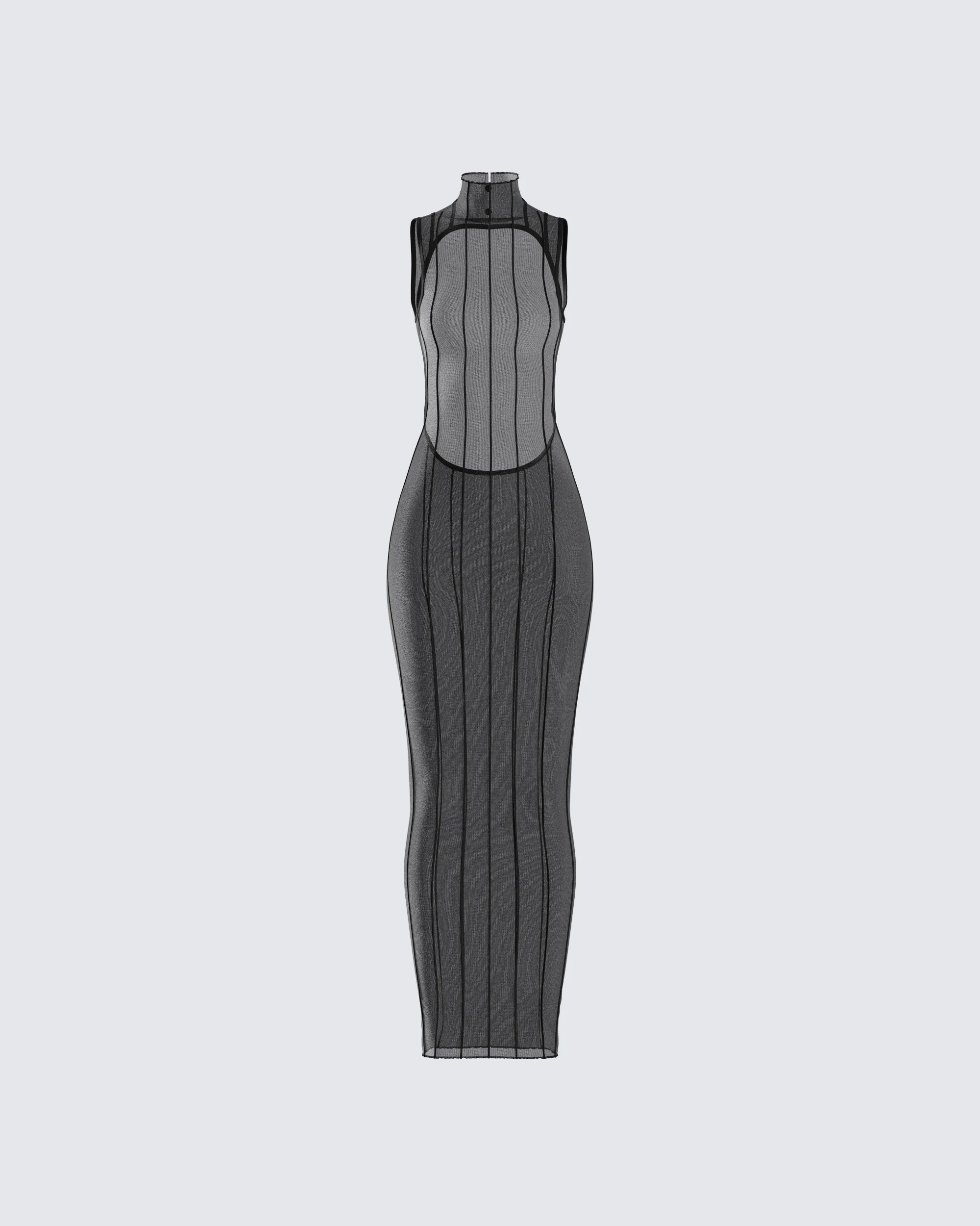 Zeal Black Mesh Bodycon Maxi Dress