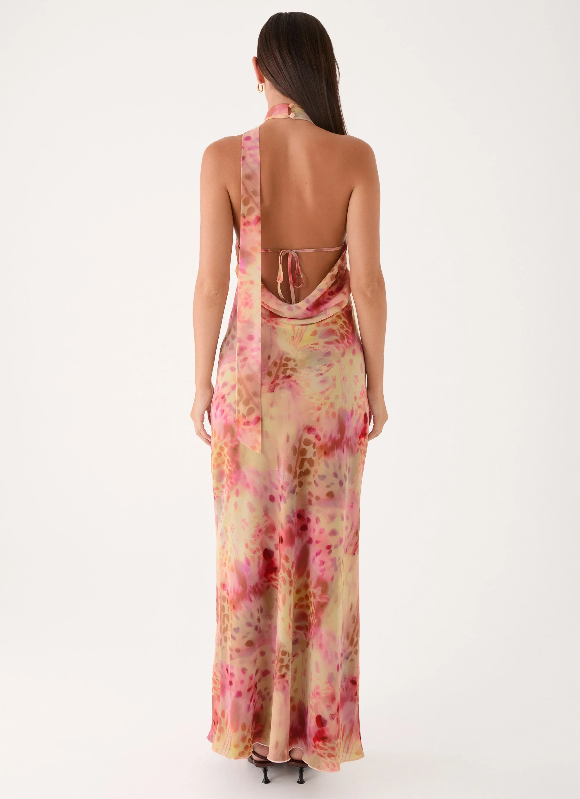 Keena Chiffon Scarf Maxi Dress - Botanic Cheetah