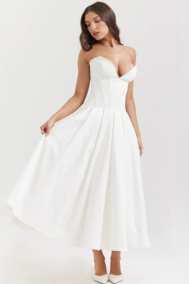 Lady Black Strapless Midi Dress