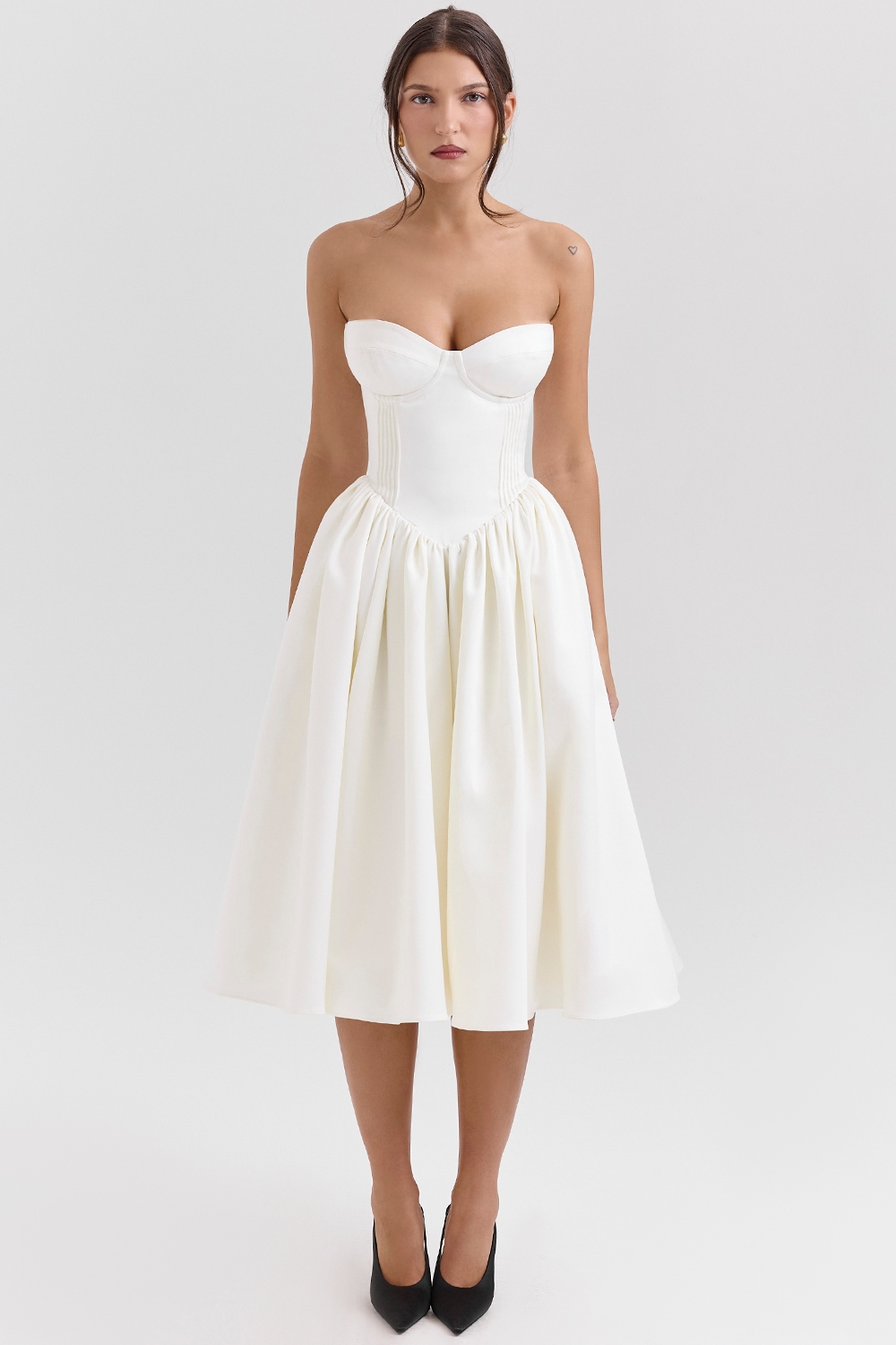 vintage ivory satin midi dress