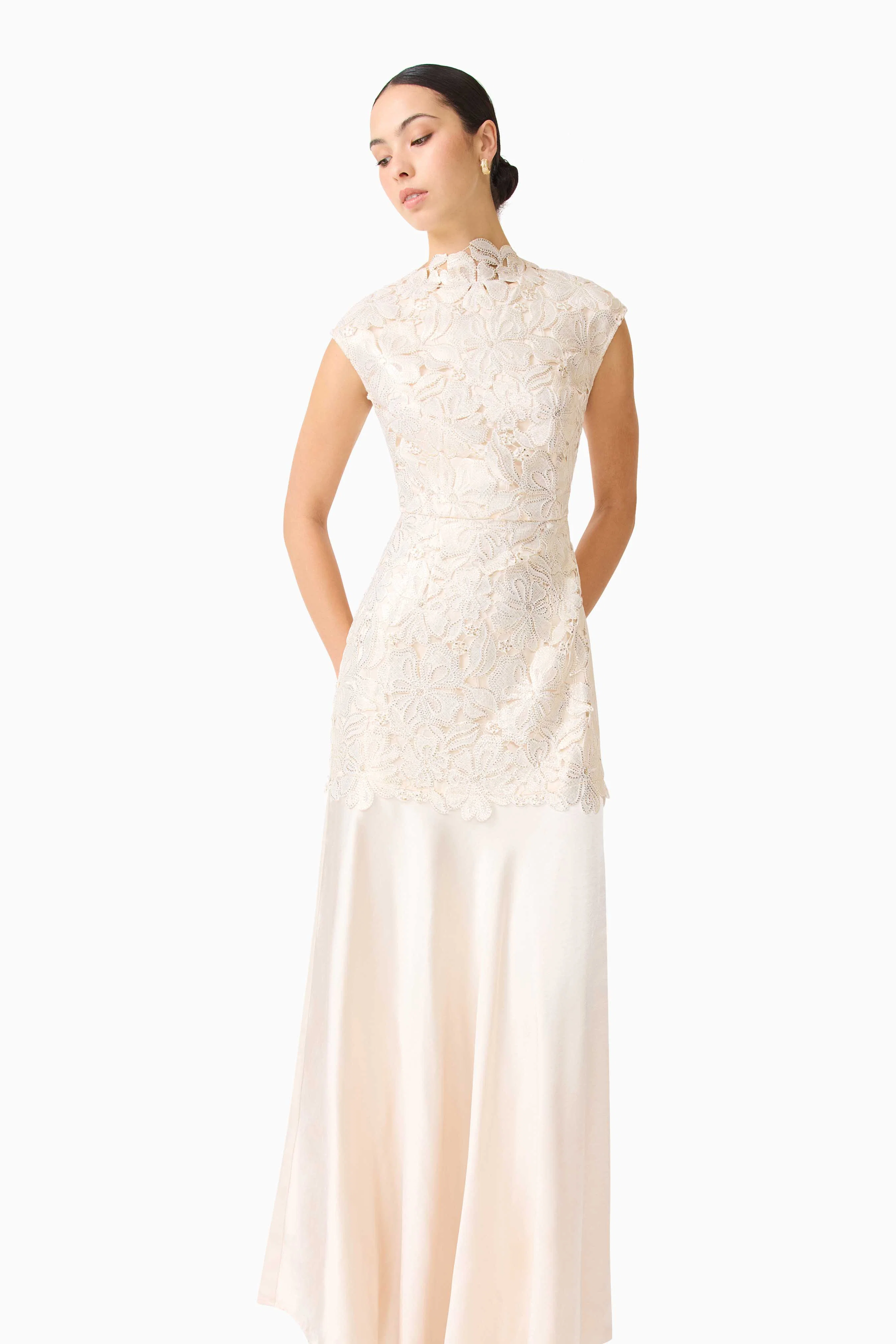 Nicoletta High Neck Gown in Gold