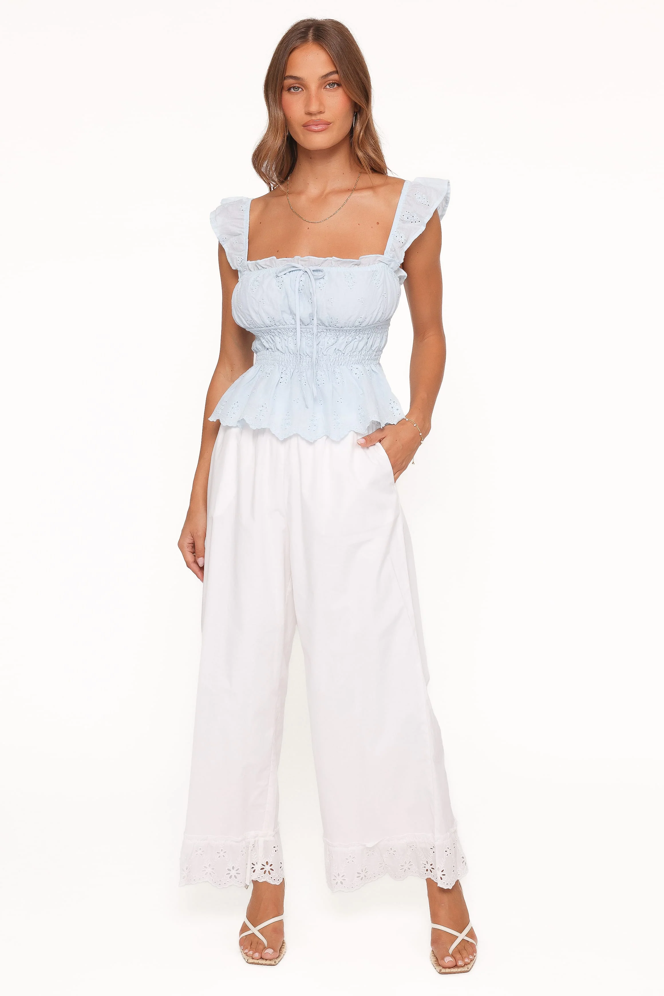 Melissa Peplum Top - Pale Blue