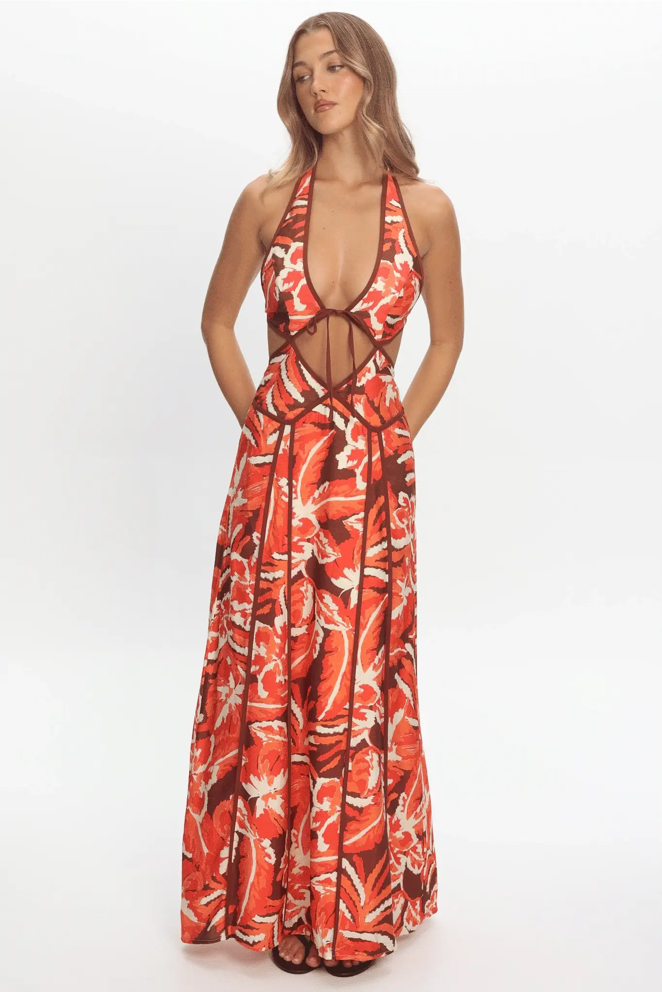 Revelations Cut-Out Maxi Dress Print Berry - luluinthesky