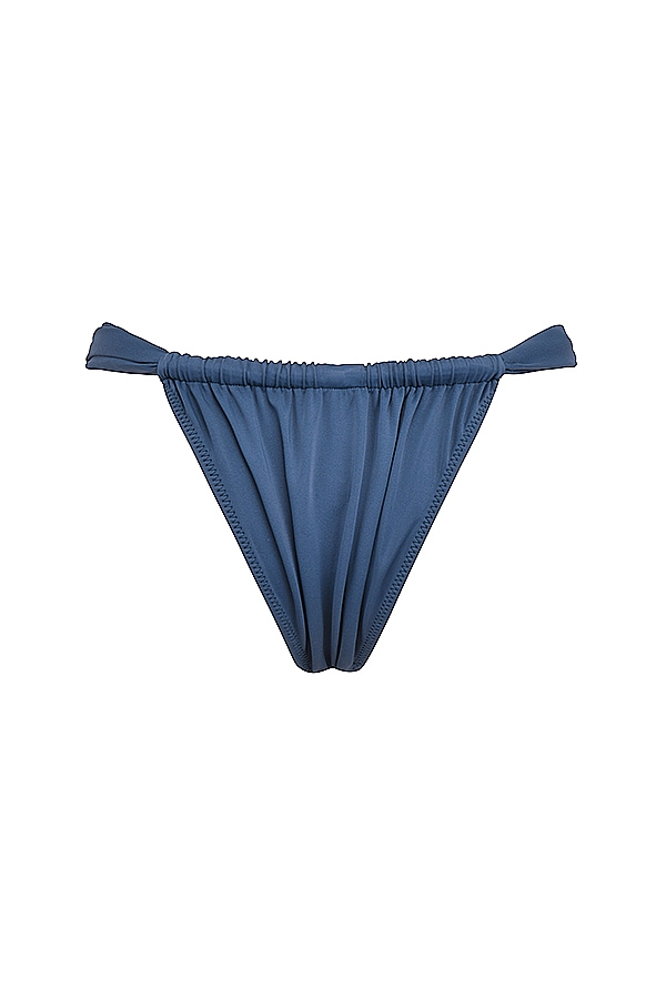 Deep Blue Gathered High Leg Bikini Bottom