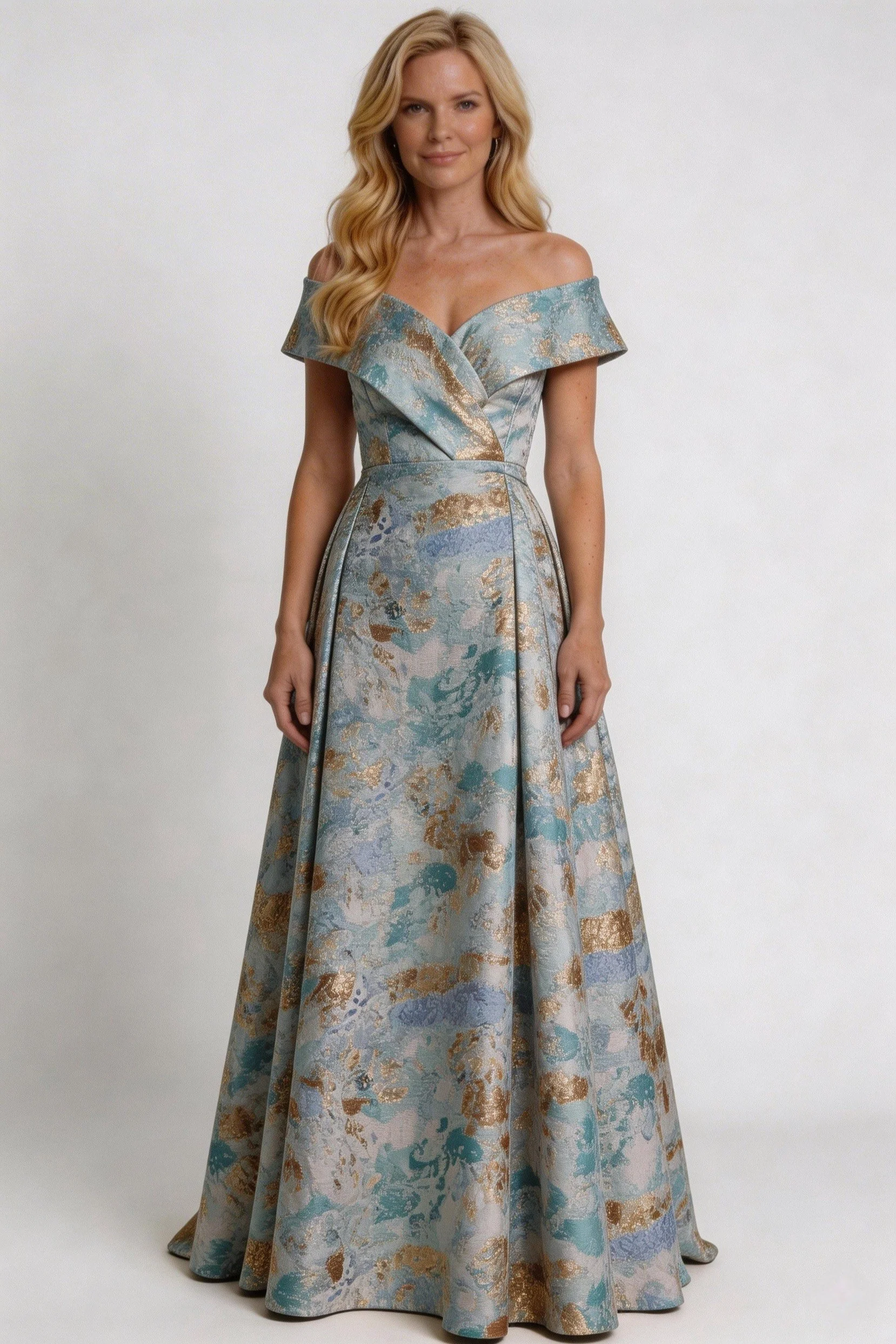 A-Line Floor Length Jacquard Mother of the Bride Dress CM0430